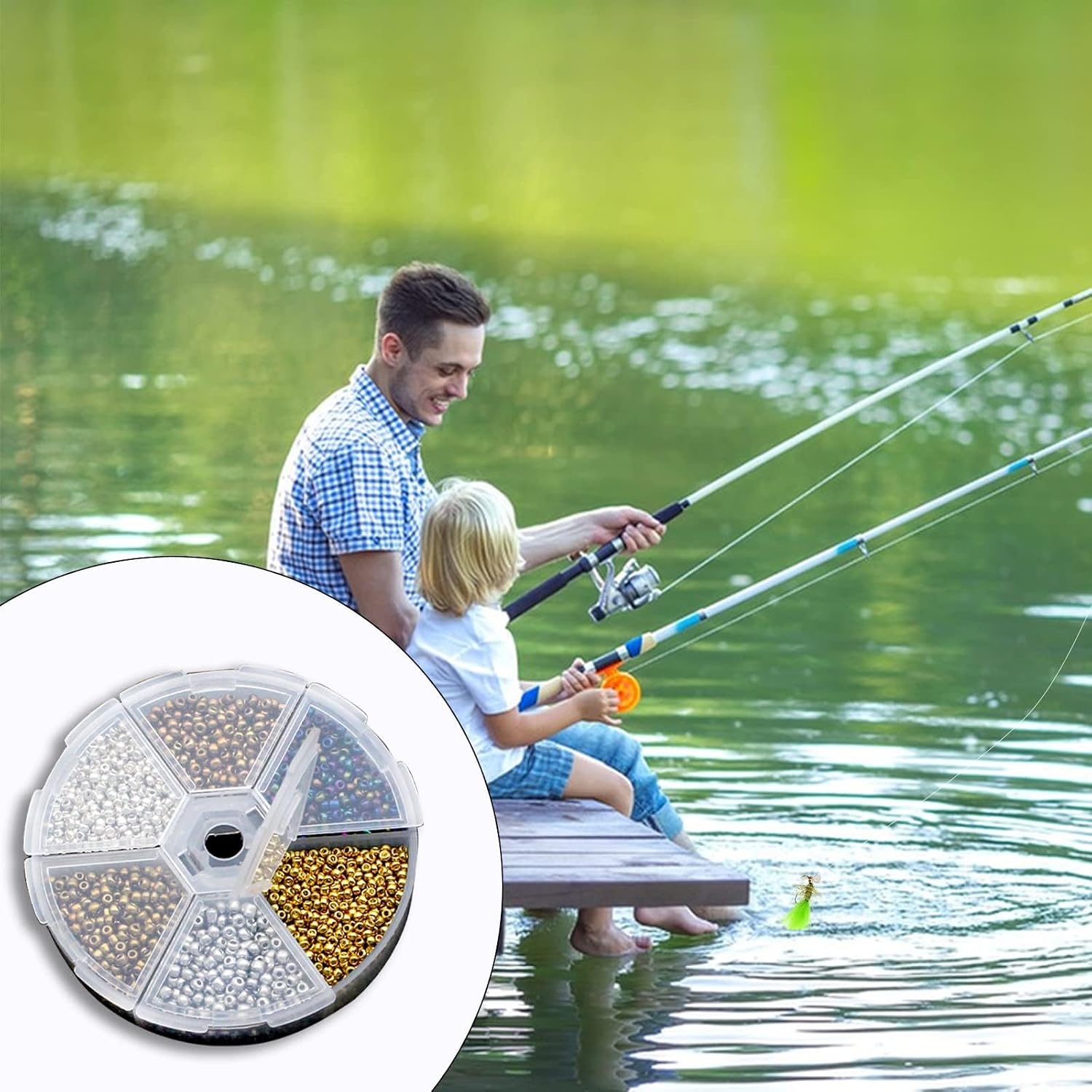 Fishing Fly Tying Beads Kit, Metallic Round Beads with Multiple Sizes