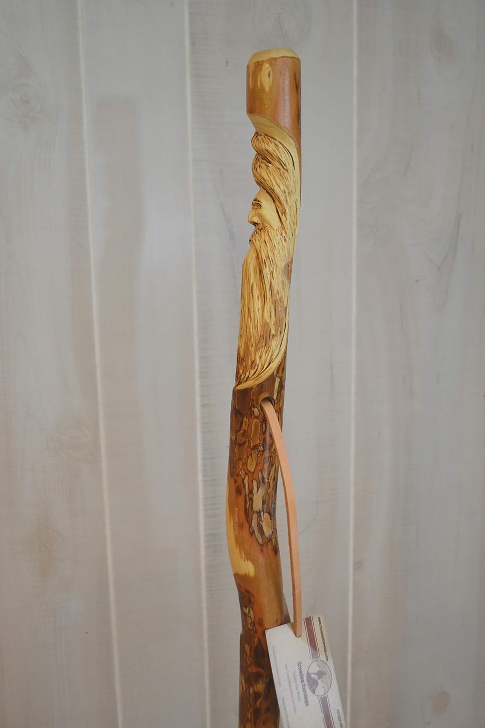 Hiking Stick - Hand Carved Wood Spirit - Walking Stick - Up to 60" Elm Wood Carving