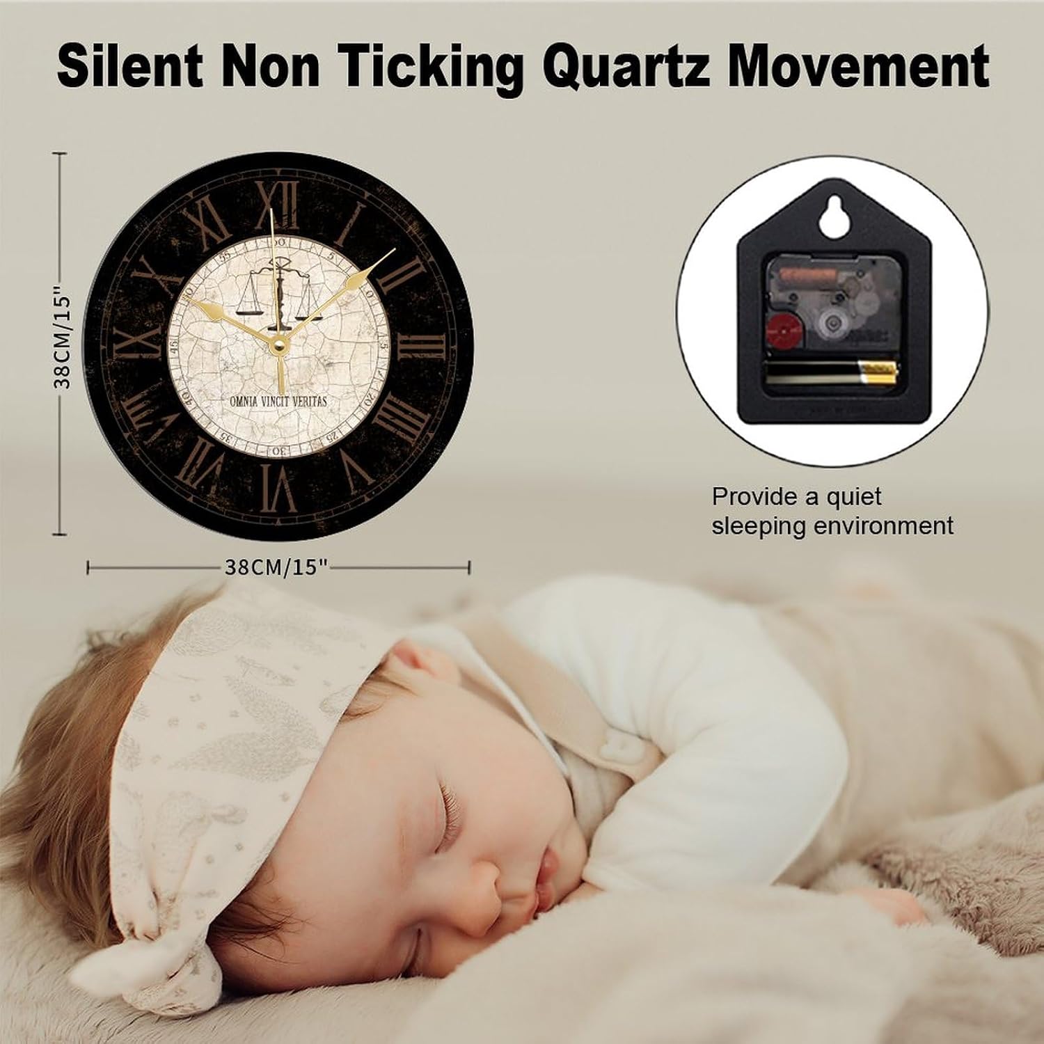 Wall Clock Battery Operated Law Wall Clocks Living Room Lawyer PVC Clock for Bathroom Vintage Silent Wall Clock for School 15x15 Inches Farmhouse Kitchen Decor Gifts