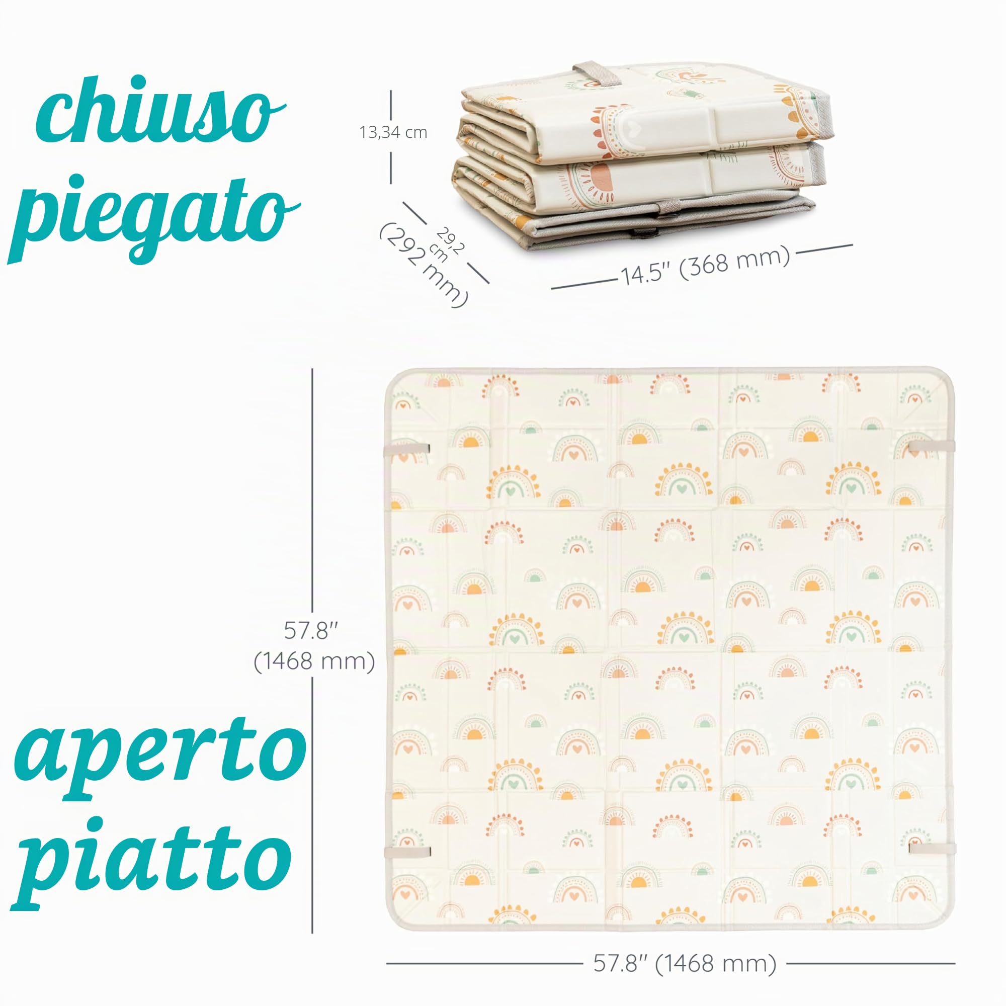 Infantino Foldable Soft Foam Mat, Extra Large Double-Sided Baby Play Mat, Non Slip Crawling for Infants & Toddlers