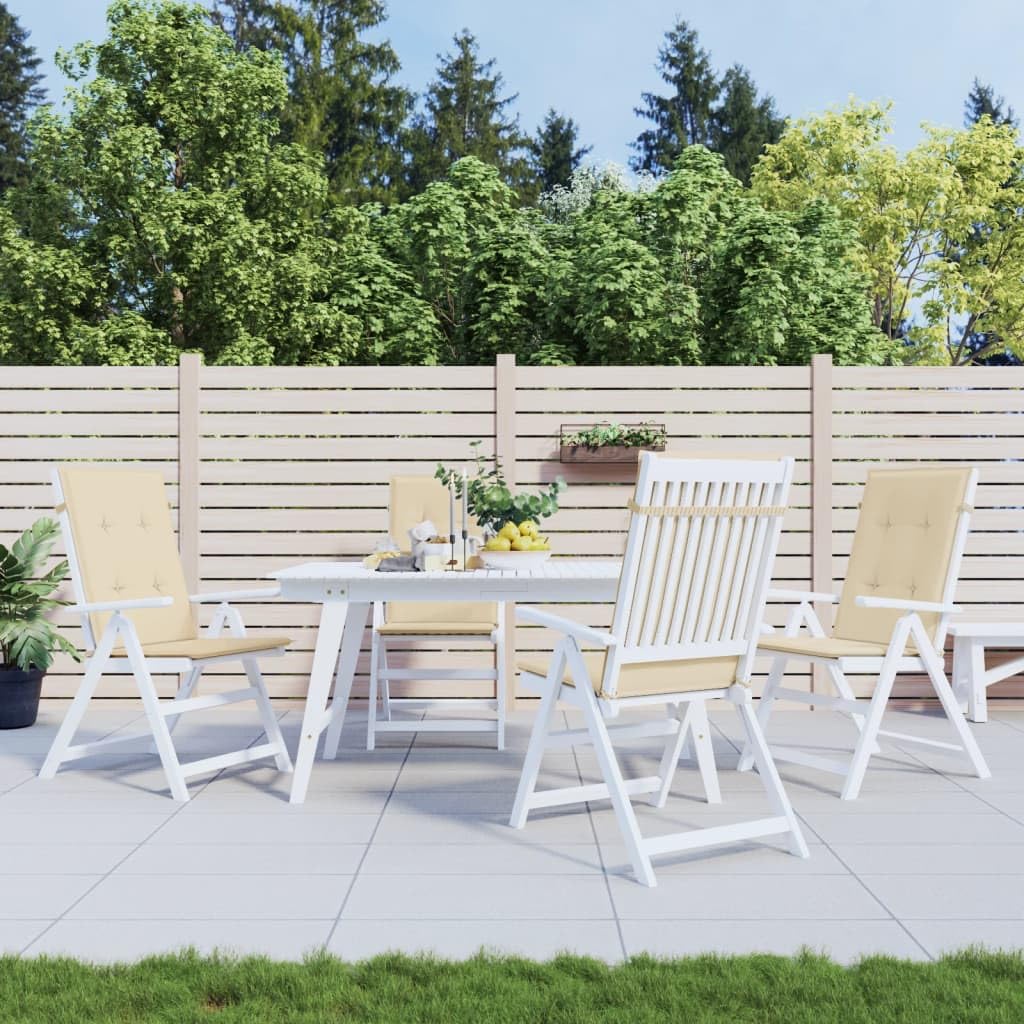 4er Set Gartenstuhlauflagen für Hochlehner Beige 120 x 50 cm, Bequeme Hochlehner-Auflagen mit Schaumstoff-Füllung, Stuhlkissen für Gartenstühle und Hochlehner-Stühle