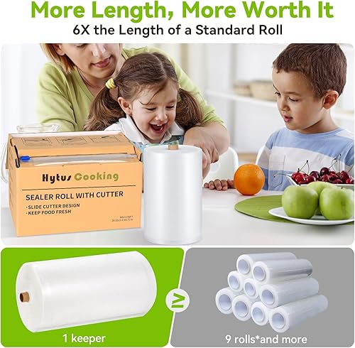 Miniatura 2 de HytusCooking - Rollos de bolsas selladoras al vacío de alimentos de 8 x 150 pies con dispensador de cortador para almacenamiento de alimentos,