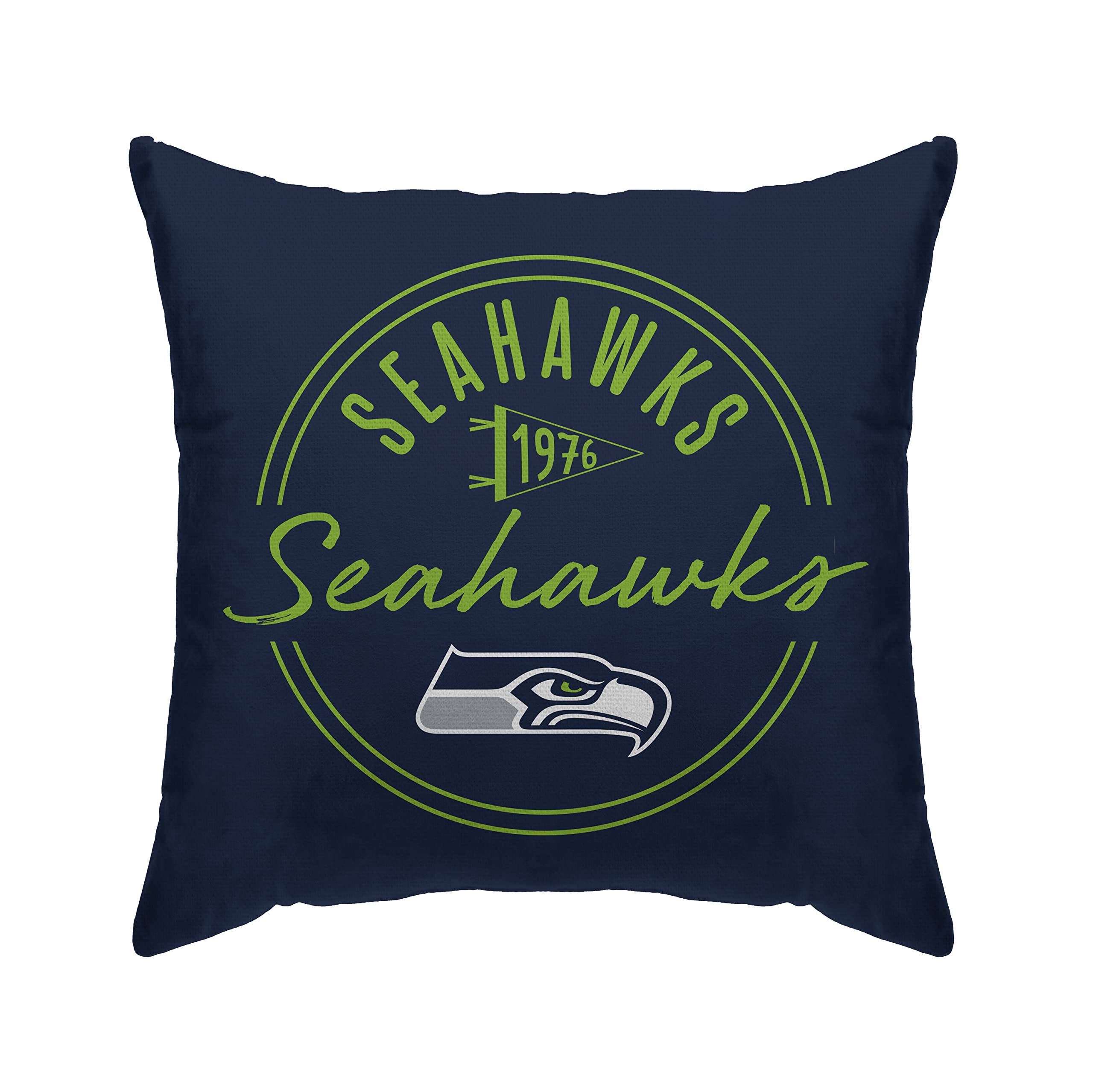Proformance Home Officially Licensed NFL Seattle Seahawks Script Circle Duck Cloth Throw Pillow Cover