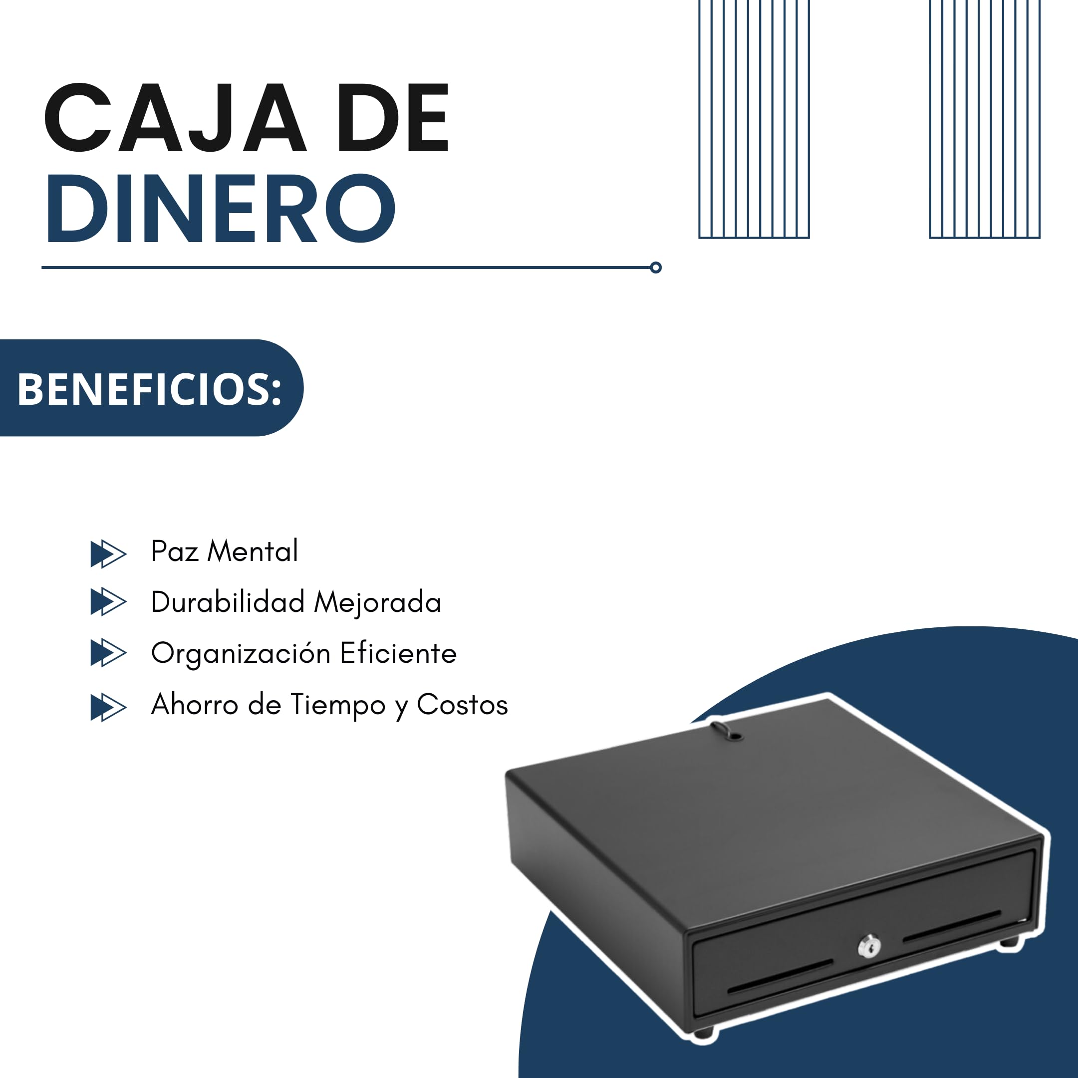 BALSAT | Cassetto Portamonete 410x114x415mm | Registratore di cassa Business | Organizzatore di monete e banconote |Cassetto Soldi automatico eManuale Nero | Organizzatore contanti | Con chiave |