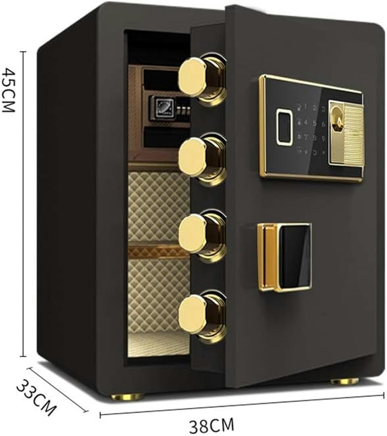 AMNOOL Upgrade Fireproof Waterproof, Security Home with Digital Combination, Fire Resistant, Steel Security Safe and Lock Box for Home Jewelry, Money, Business Office Travel, Gold-1