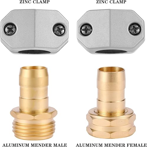Miniatura 4 de Acoplamiento macho y hembra de zinc y aluminio, se adapta a todos los accesorios de reparación de manguera de jardín de 58 pulgadas y 34 pulgadas,