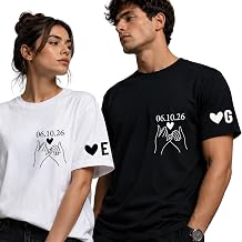 Personalized Couple Shirts, Just Married Bride and Groom Matching T-Shirts, Custom Wedding Date and Initials Tee, Future Mr Mrs Engagement Shirts, Honeymoon, Wedding, for Couples