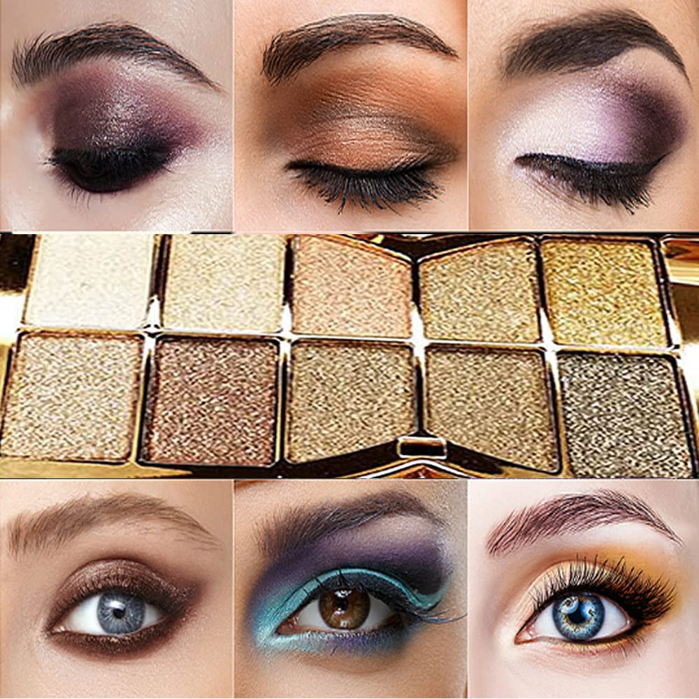 Glitter Eyeshadow Palette,Sparkle Eyeshadow Palette 10 Colors Shimmer Eyeshadow Palette Gold Eyeshadow Shimmer Makeup Palette Highly Shining Pigmented Long Lasting Waterproof for Women