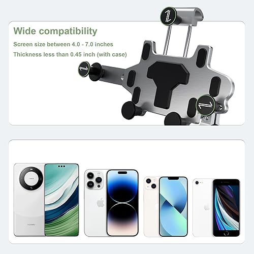 Miniatura 6 de EFEALL Soporte de teléfono para motocicleta, soporte de teléfono celular de aleación de aluminio con cojín suave y clip de metal ajustable,