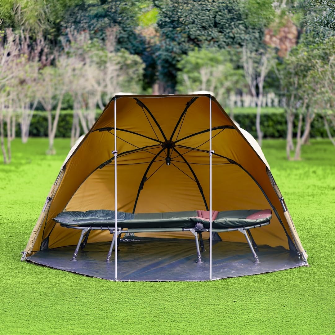 MK - Angelsport -Karpfenzelt Angelschirm Shelter 1 Mann Alu Brolly 10.000er Wassersäule Zelt wie Bivvy Zelt Angelzelt - inkl. Gummihammer