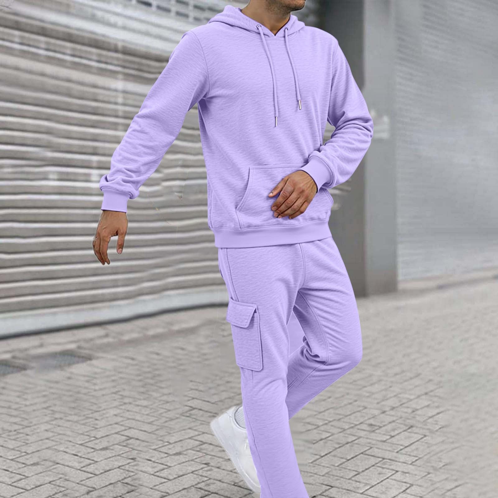 Tuta da allenamento da uomo, 2 pezzi, Hip Hop Y2K, con cappuccio e pantaloni da jogging da uomo, con cappuccio, casual, comoda, sportiva, casual, per il fitness, abbigliamento sportivo