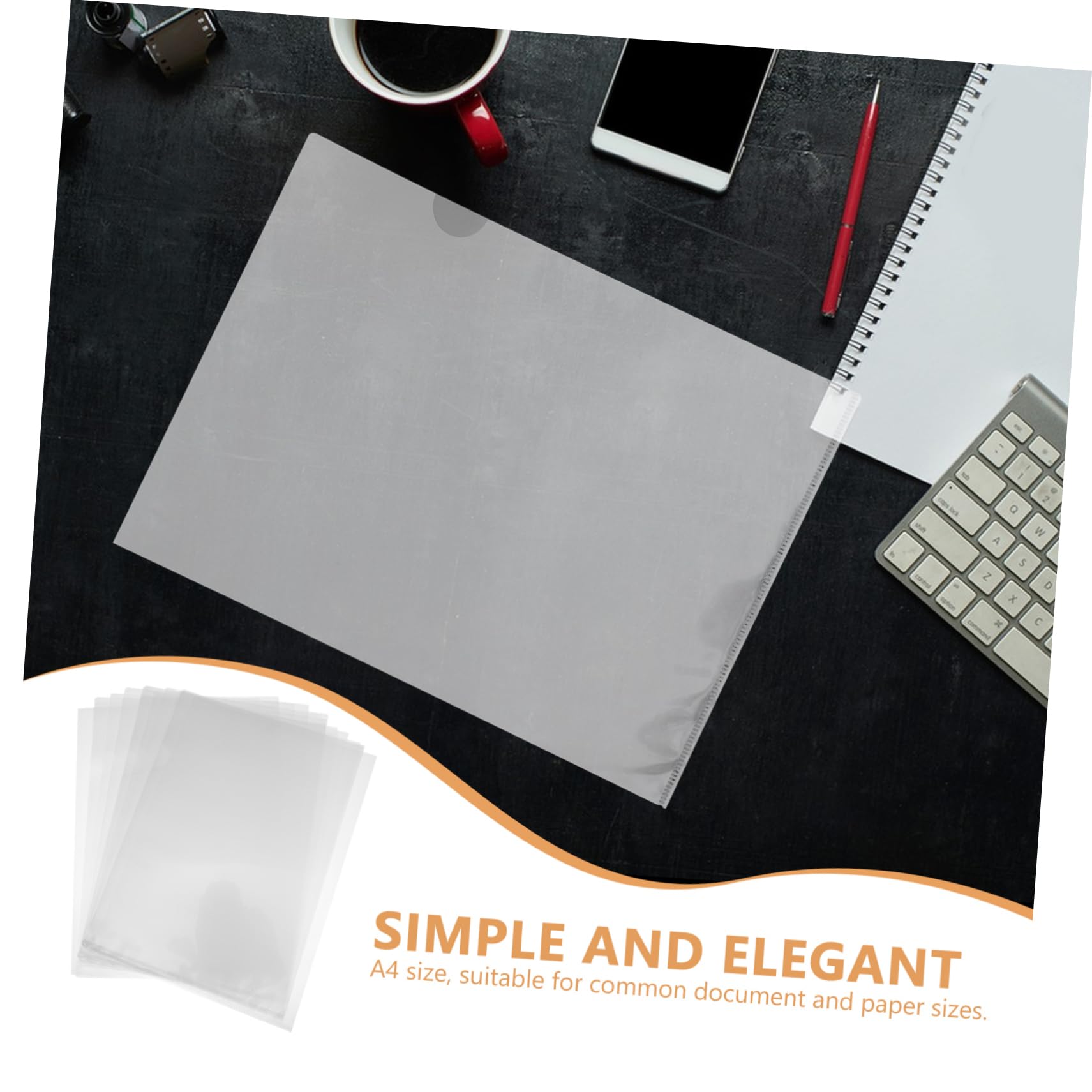 Carpeta A4 en L Transparente 100 Unidades de Plástico para Archivos | Decoracion Colegio, Funda Clasificadora para Documentos, Resistente al Agua, Uso en Oficina y Hogar