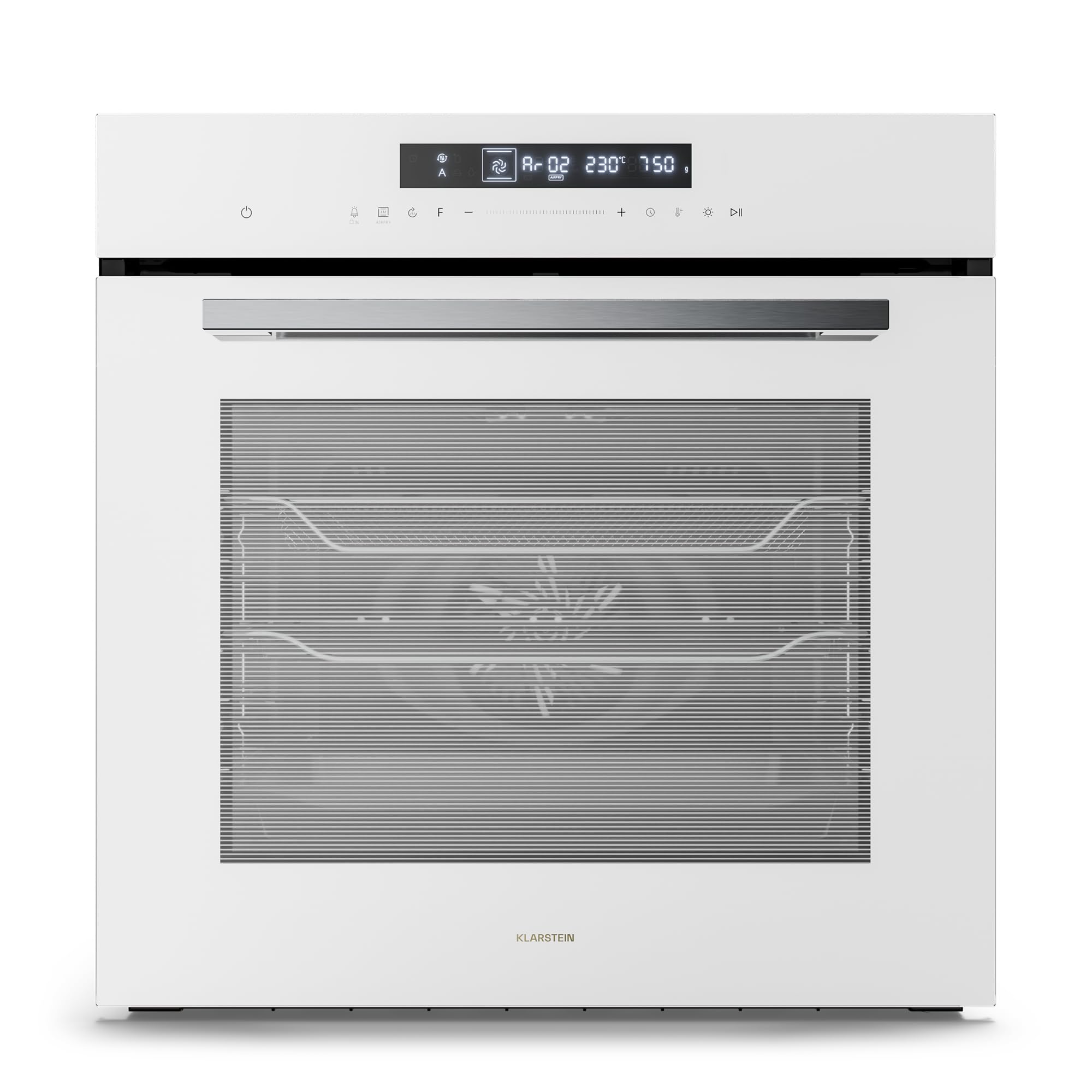 Klarstein Airjet Forno da Incasso 72L - Forno Elettrico Ventilato con Airfryer, 13 Funzioni, Touch, Classe A++, Pulizia Facile, Blocco Bambini, Sonda Temperatura, 60 cm, Bianco