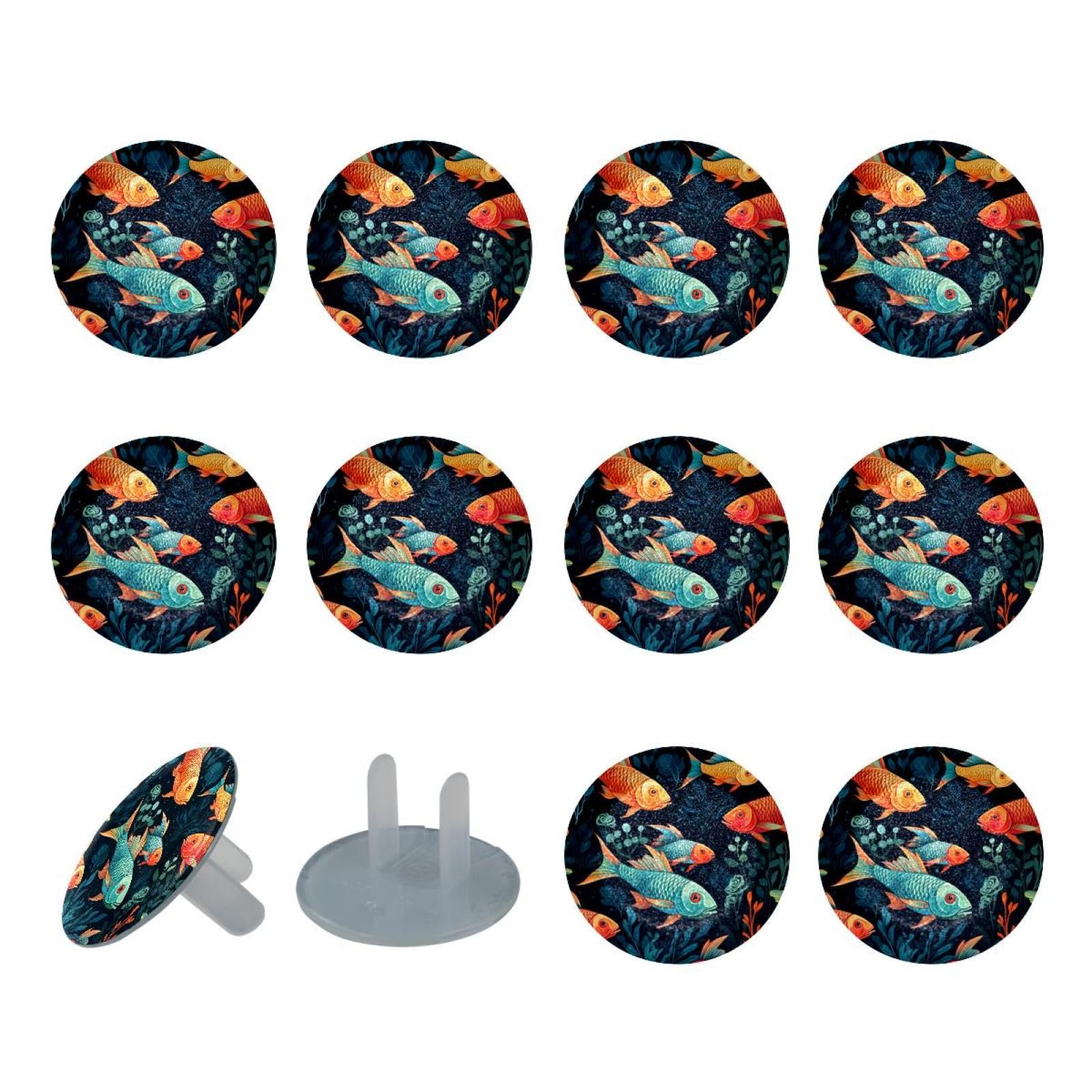24 Packs Fish Child Proofing Outlet Covers Electrical Safety Socket Caps for 2-Prong Power Wall Plate