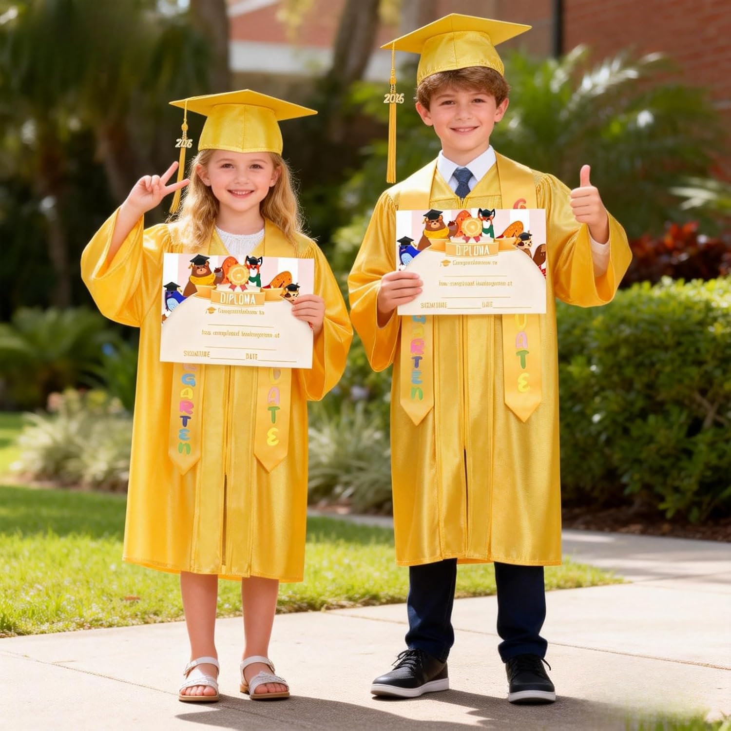 Kindergarten Graduation Cap and Gown with 2026 2027 Tassel Preschool Kids Graduation Gowns Child Ceremony Party Gift