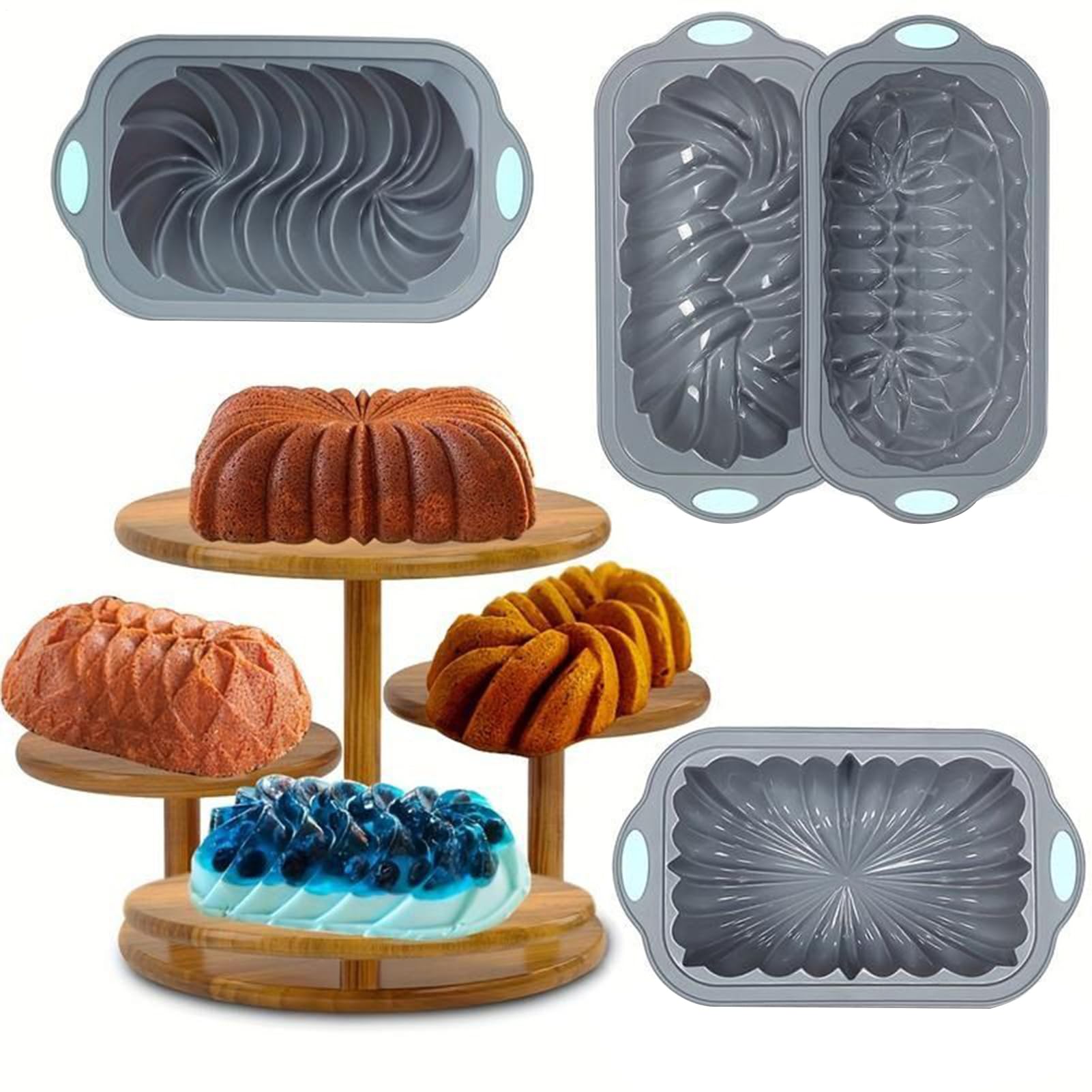 Genérico Molde Silicona Pan Resistente Al Horno, Reutilizable, | 4 piezas de molde de silicona para hornear pan Pasteles, brownies, pastel de carne, empanadas, lasaña, quiches,