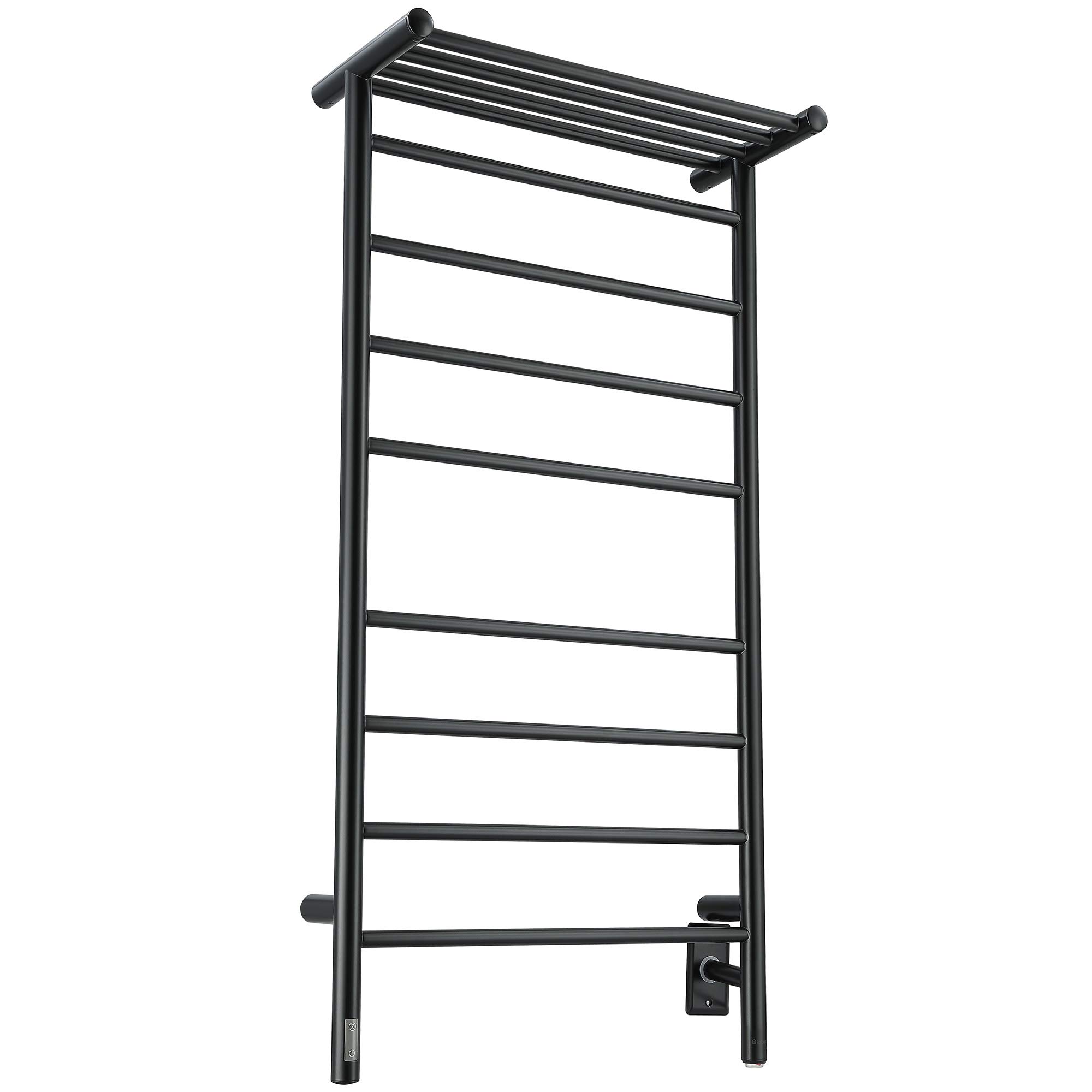 Ancona AN-5489 Piazzo OBT Dual 8-Bar Wall Mount Hardwired and Plug-in Towel Warmer with Integrated On-Board Timer in Matte Black
