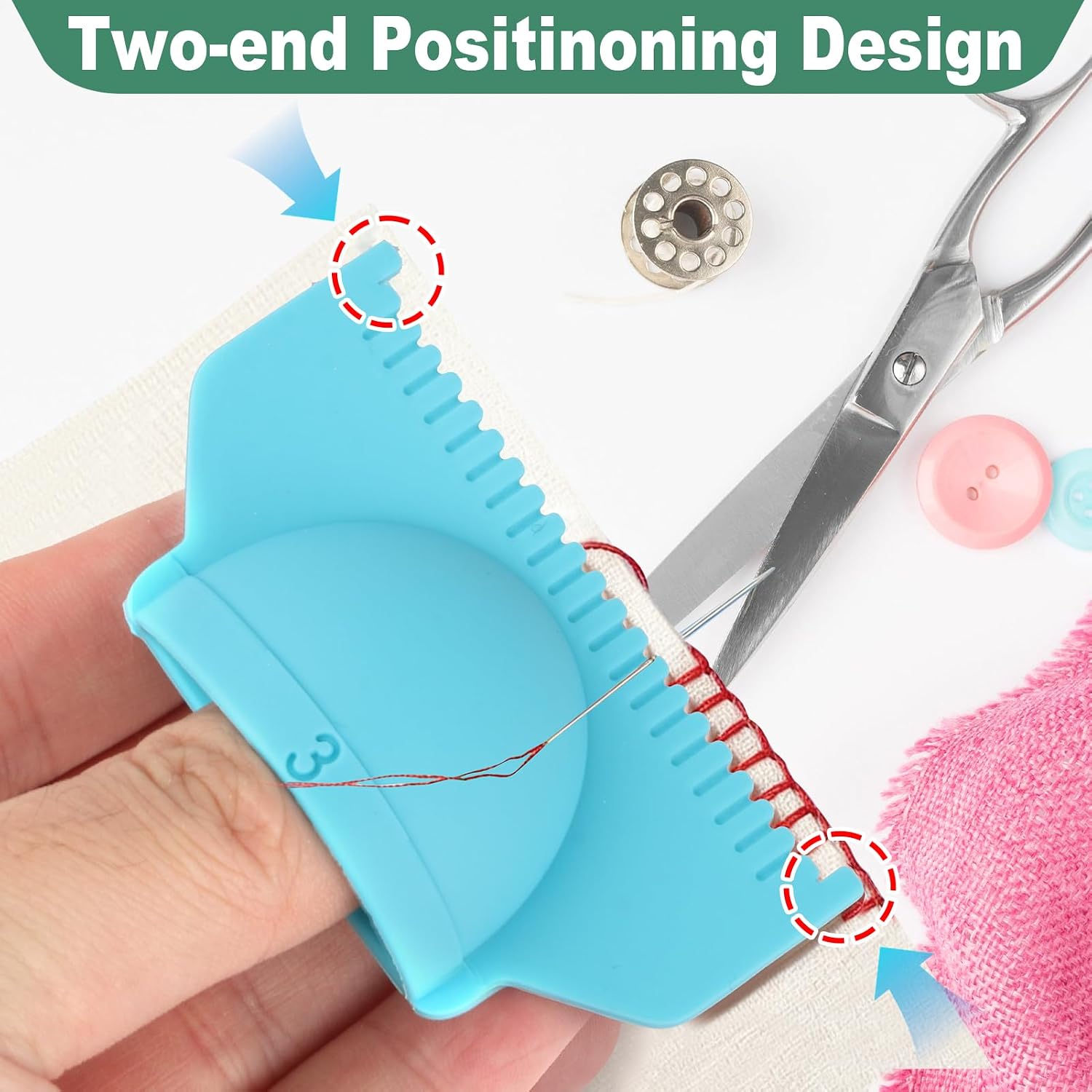Edge Stitch Lock and Sewing Gauge, 3mm/4mm Sewing Ruler, Seam Gauge for Straight Stitch Lines, Quilting Measuring Tool for Fabric Hemming, Needle Placement, Pattern Marking, DIY Tailoring