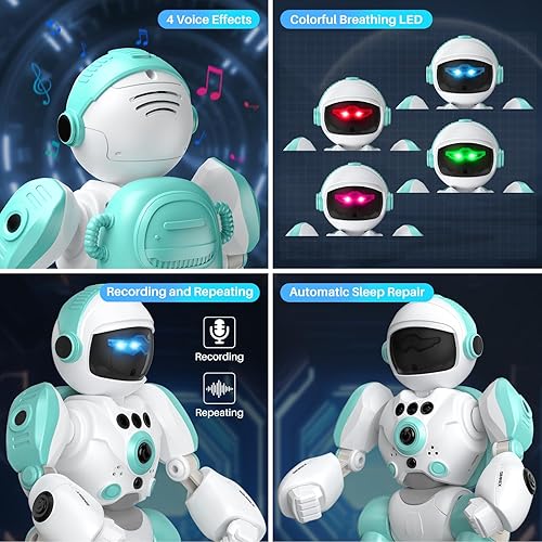 Miniatura 8 de Robot de juguete para niños, robot de control remoto, robot programable con voz grabada, música y control de gestos, regalo para niños pequeños y