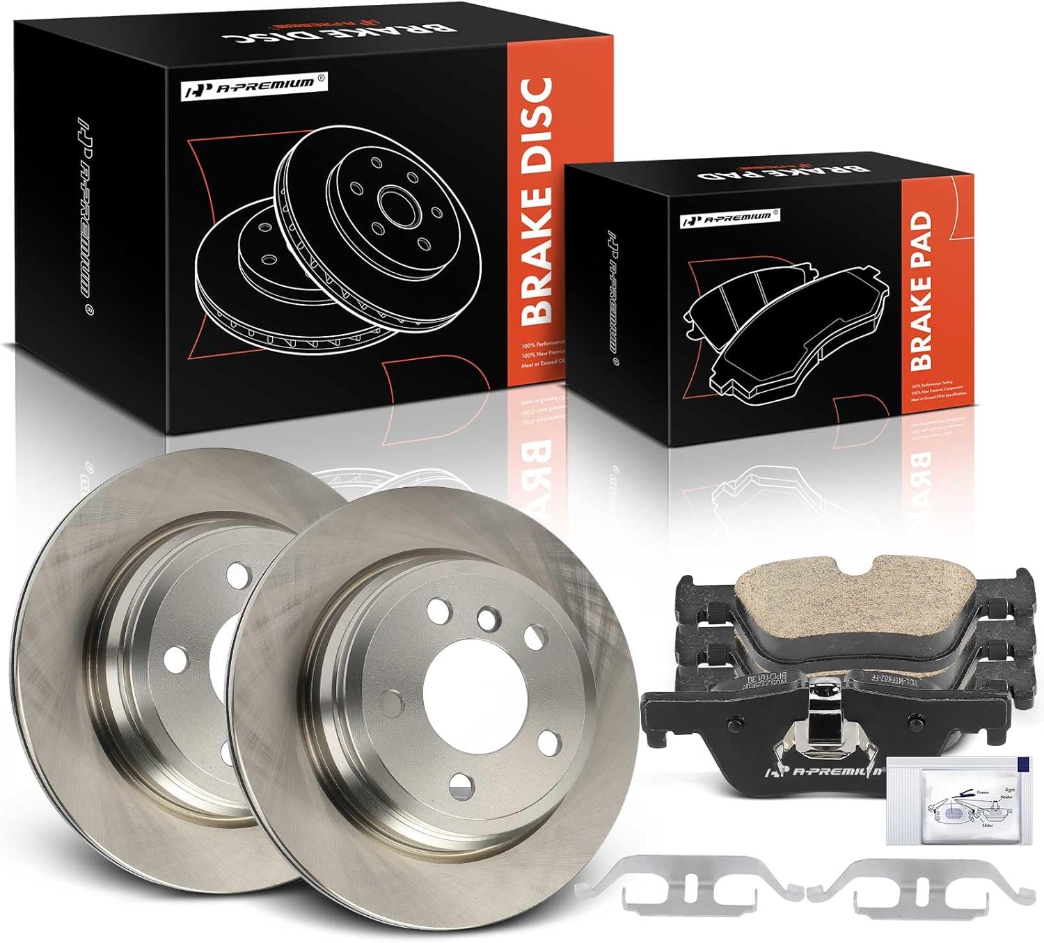 A-Premium 11.80 inch (299.60mm) Rear Vented Disc Brake Rotors + Ceramic Pads Kit Compatible with Select BMW Models - 328i xDrive, 328i, 328d xDrive, 328i GT xDrive, 330i, 428i Gran Coupe, 6-PC Set