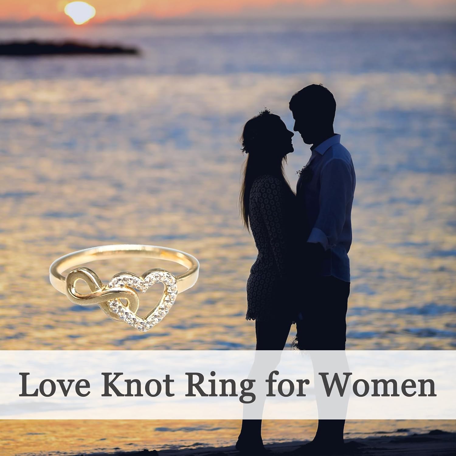 Personalized Infinity Heart Ring Customized Sterling Silver 10k/14k/18k Real Gold Love Knot Ring Infinity Love Jewelry Gift fot Women