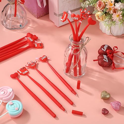 Miniatura 4 de Jetec 24 bolígrafos de corazón a granel I Love You, bolígrafos con forma de corazón rojo con tinta negra para niños, mujeres, compañeros de trabajo,