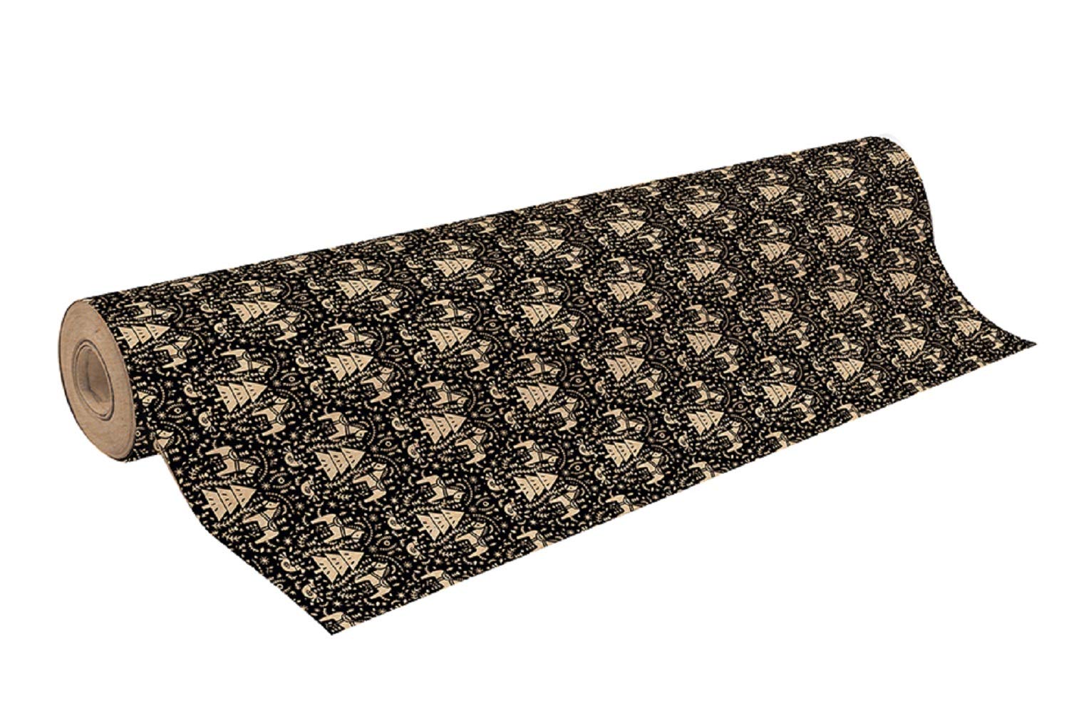 Clairefontaine 223847C - Une Bobine Papier Kraft Brut Recyclé - Dimensions : 50mx70 cm - 70g - Motif : Sapins, Rennes, Frise Noël - Papier Recyclé, Idéal pour Emballage Cadeaux, DIY, Loisirs Créatifs