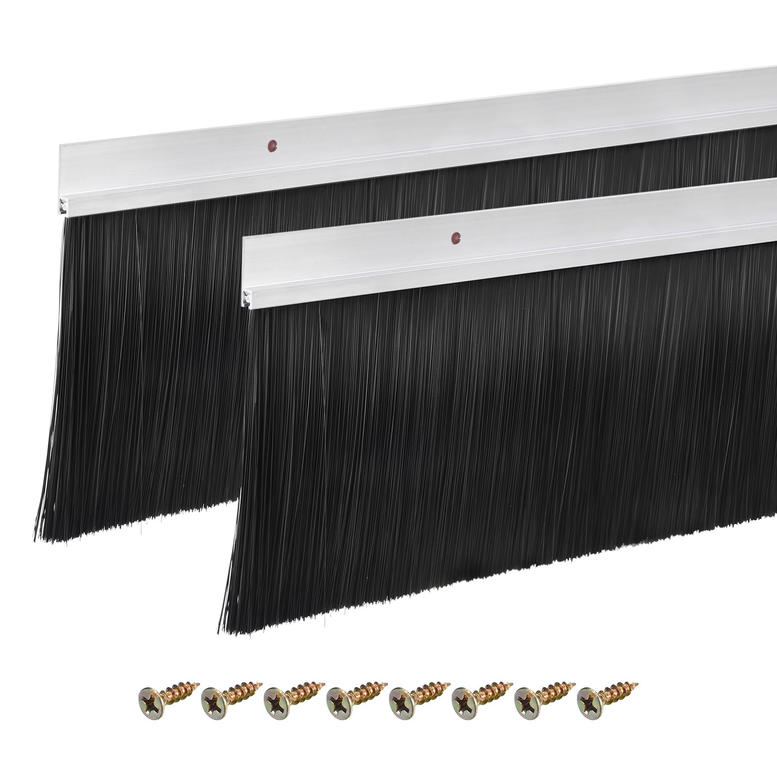 sourcing map 2Pcs Door Brush Bottom Sweep H-Shape Aluminum Alloy Base with 120mm PP Brush for Home, Industrial (1200mm L, Silver)
