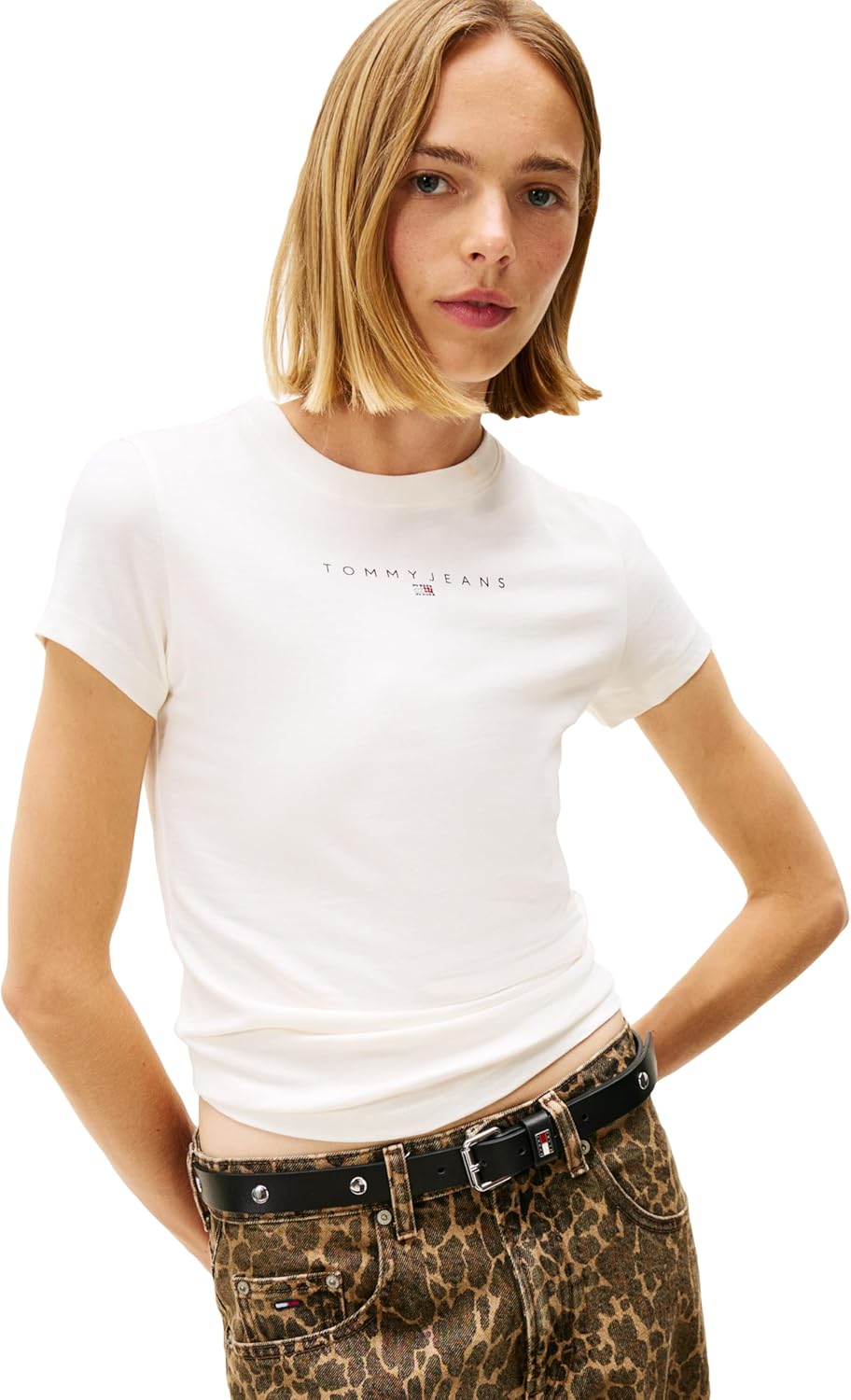 Tommy Jeans Women's Graphic Tee with Rhinestone Flag Logo - Image 2