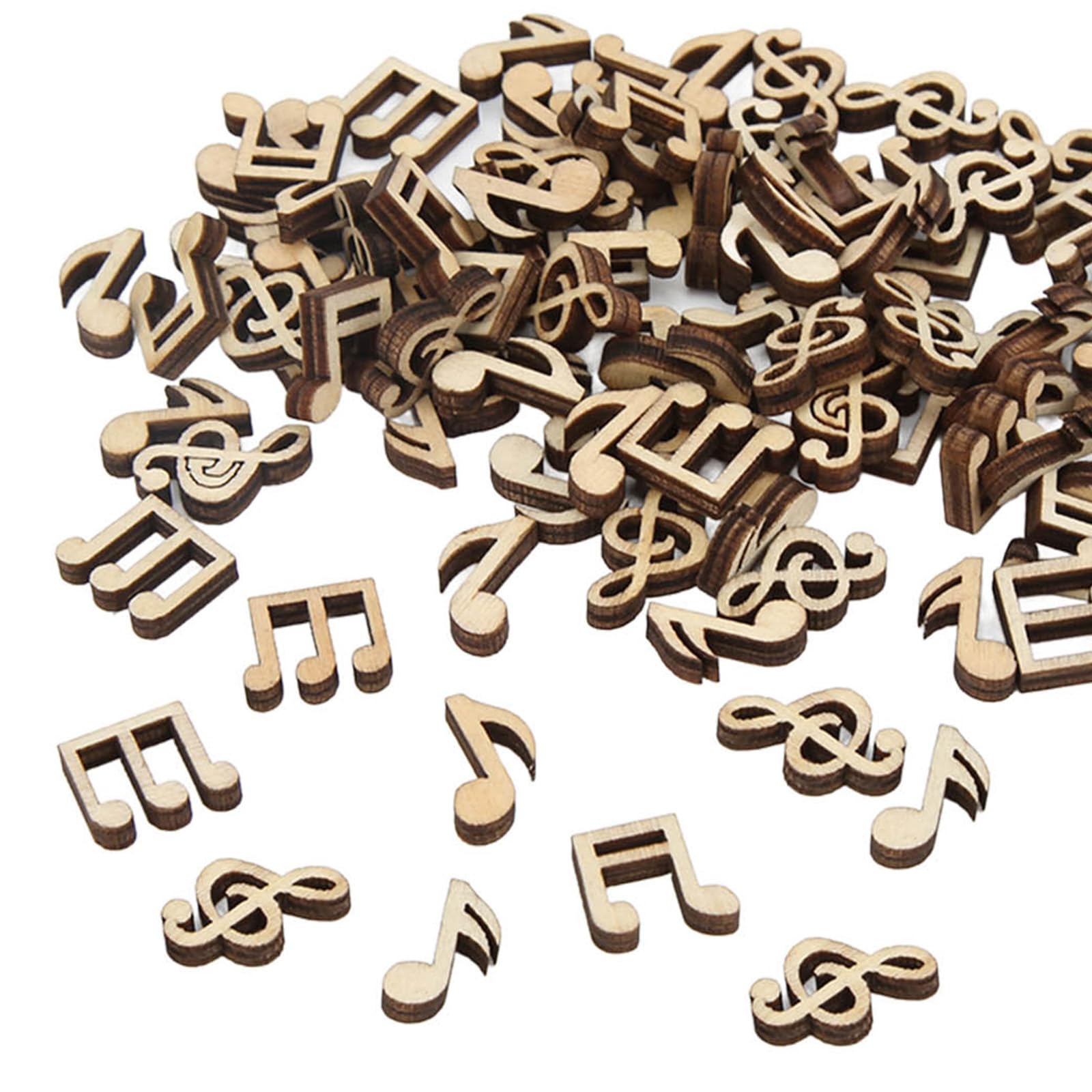 oupados 200 Stuks Houten Muziek Note Vormen Chips Handgemaakte Houten Plakjes Mini Houten Stukken Voor Diy Hout Decoreren Ambachten Bruiloft Woondecoraties