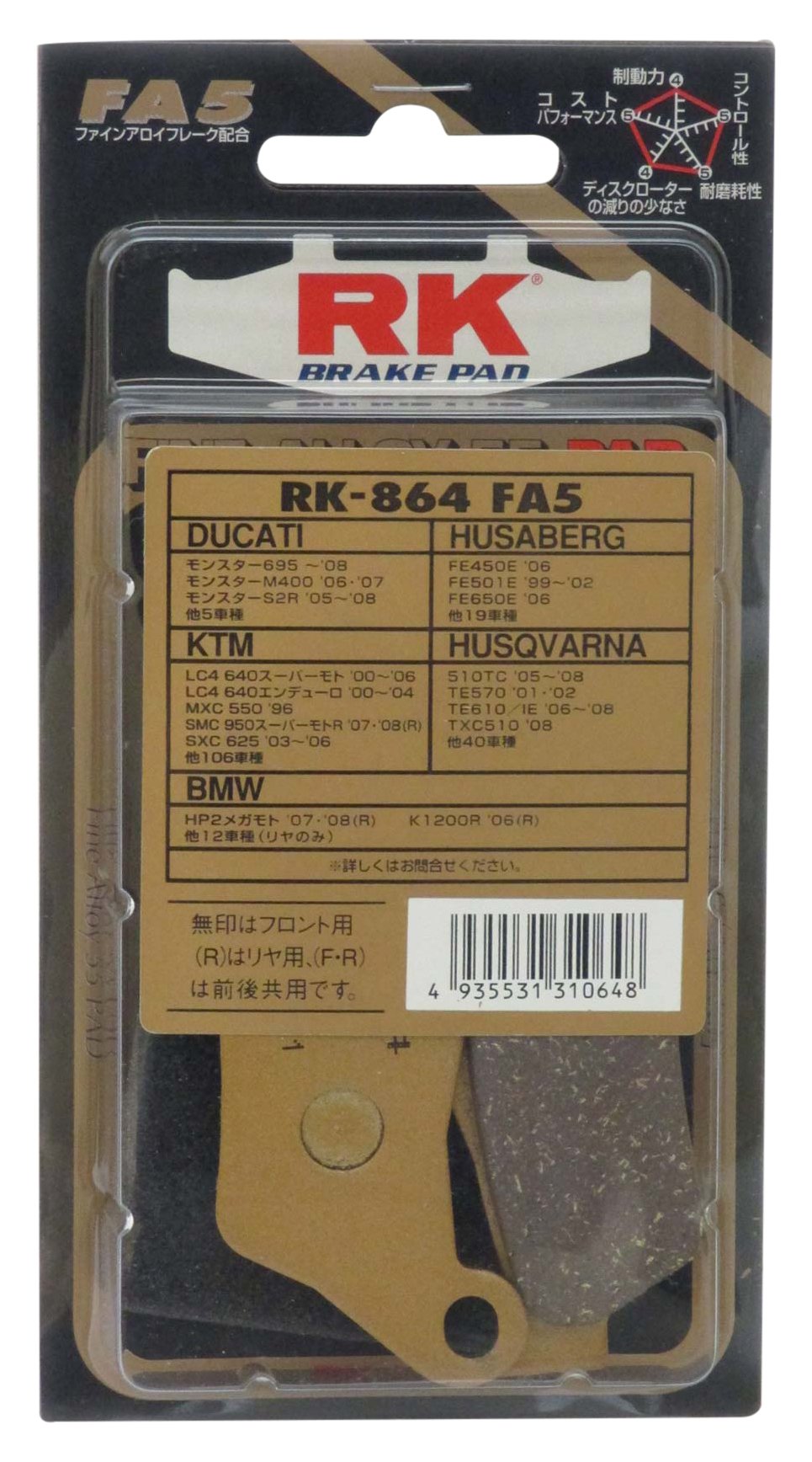 Amazon | アールケー(RK) ブレーキパッド FINE ALLOY KTM:2C4