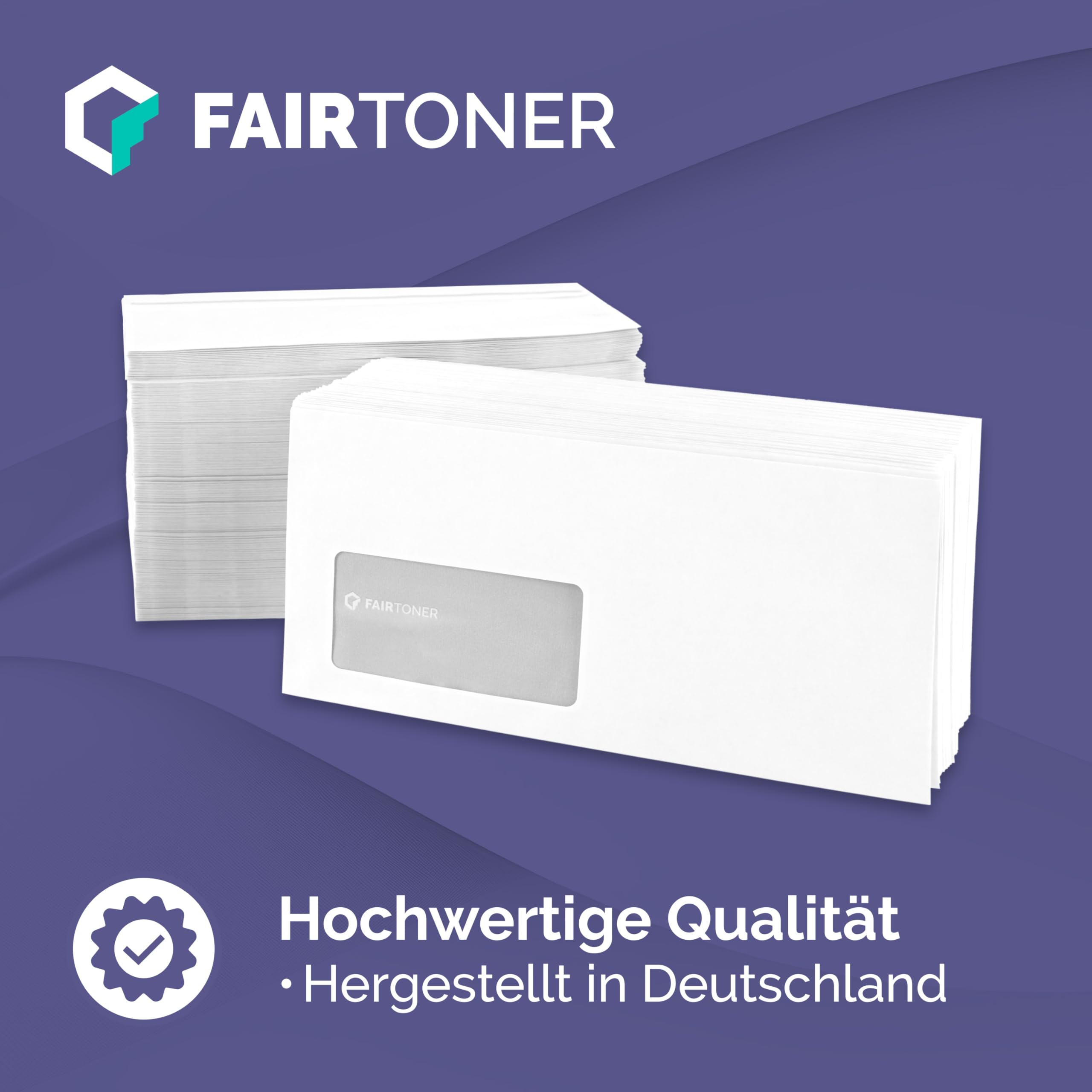 FairToner Briefumschläge DIN lang mit Fenster (1.000 Stück) selbstklebend, Fensterbriefumschläge 22 x 11 cm weiß