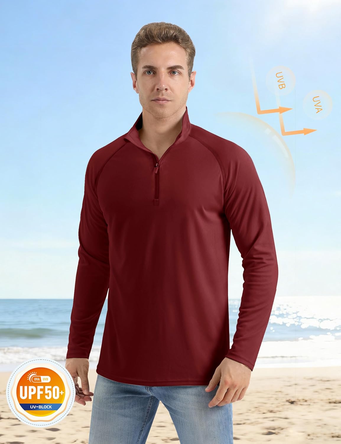 MAGCOMSEN Men's Long Sleeve Sun Shirts UPF 50+ Tees 1/4 Zip Up Fishing Running Rash Guard T-Shirts Outdoor Shirt - Image 4