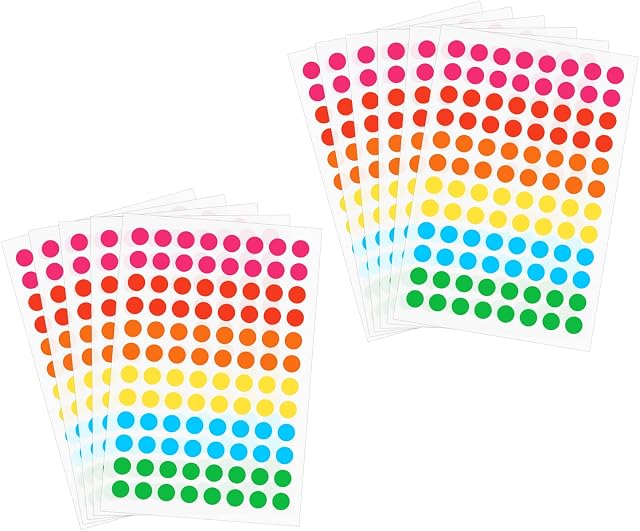 1056pcs Colored Dots Price Stickers, 8mm Assorted Colour Round Color Coding Stickers Easy Peel and Write Self Adhesive Circle Sticky Labels for Office Student Classroom Wall Journaling Scrapbooking