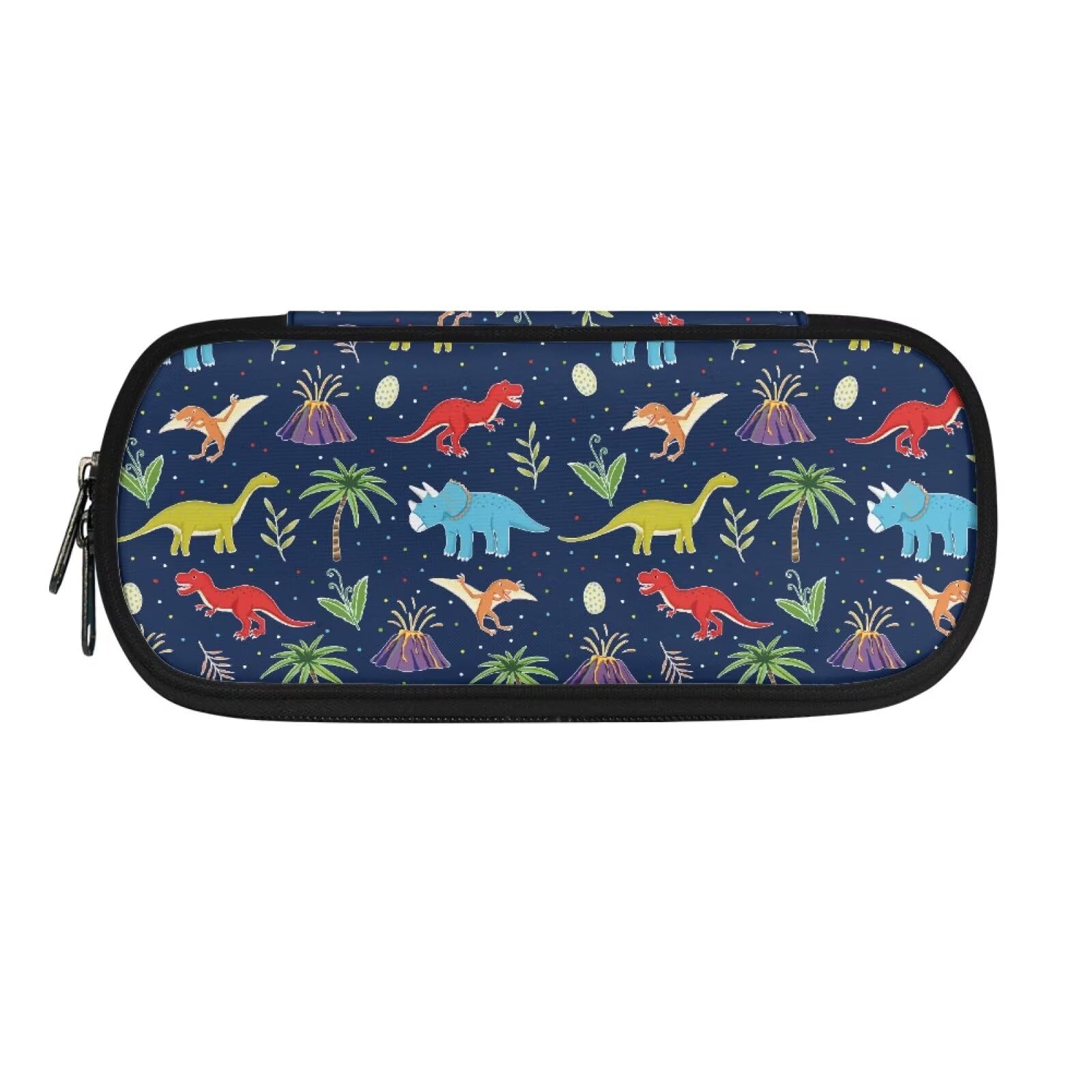 TOADDMOS Colorful Dinosaur Pencil Case Desk Organizer Big Capacity Office Stationery Case Marker Pouch with 3 Compartments