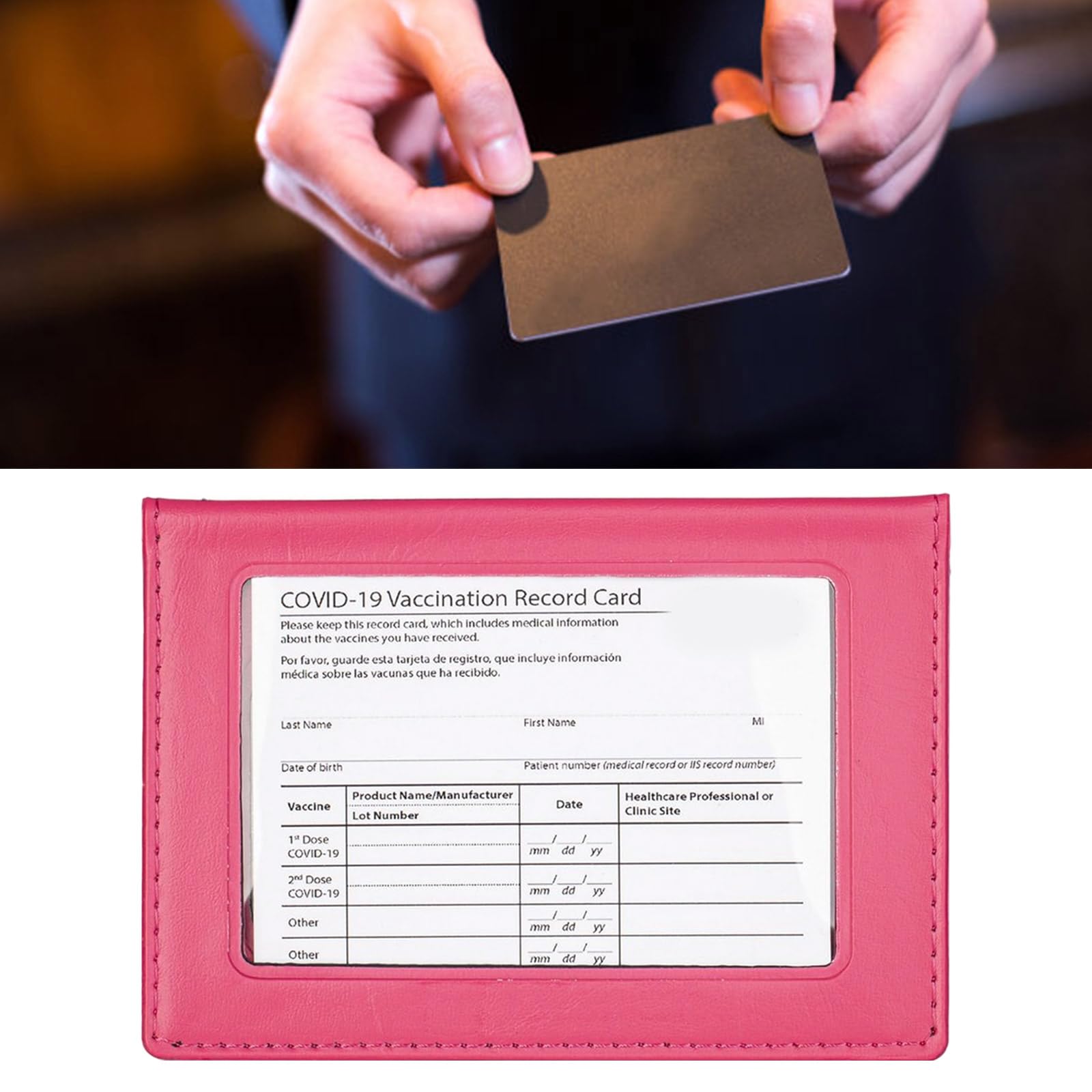 Porta passaporti con finestra trasparente e scomparti multipli per carte di credito, pratico organizer da viaggio in PVC impermeabile pratico porta passaporto in PVC, Blu scuro