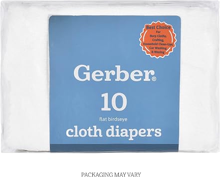 Gerber Unisex Baby Boys Girls Birdseye Flatfold Cloth Diapers Multipack White 10 Pack