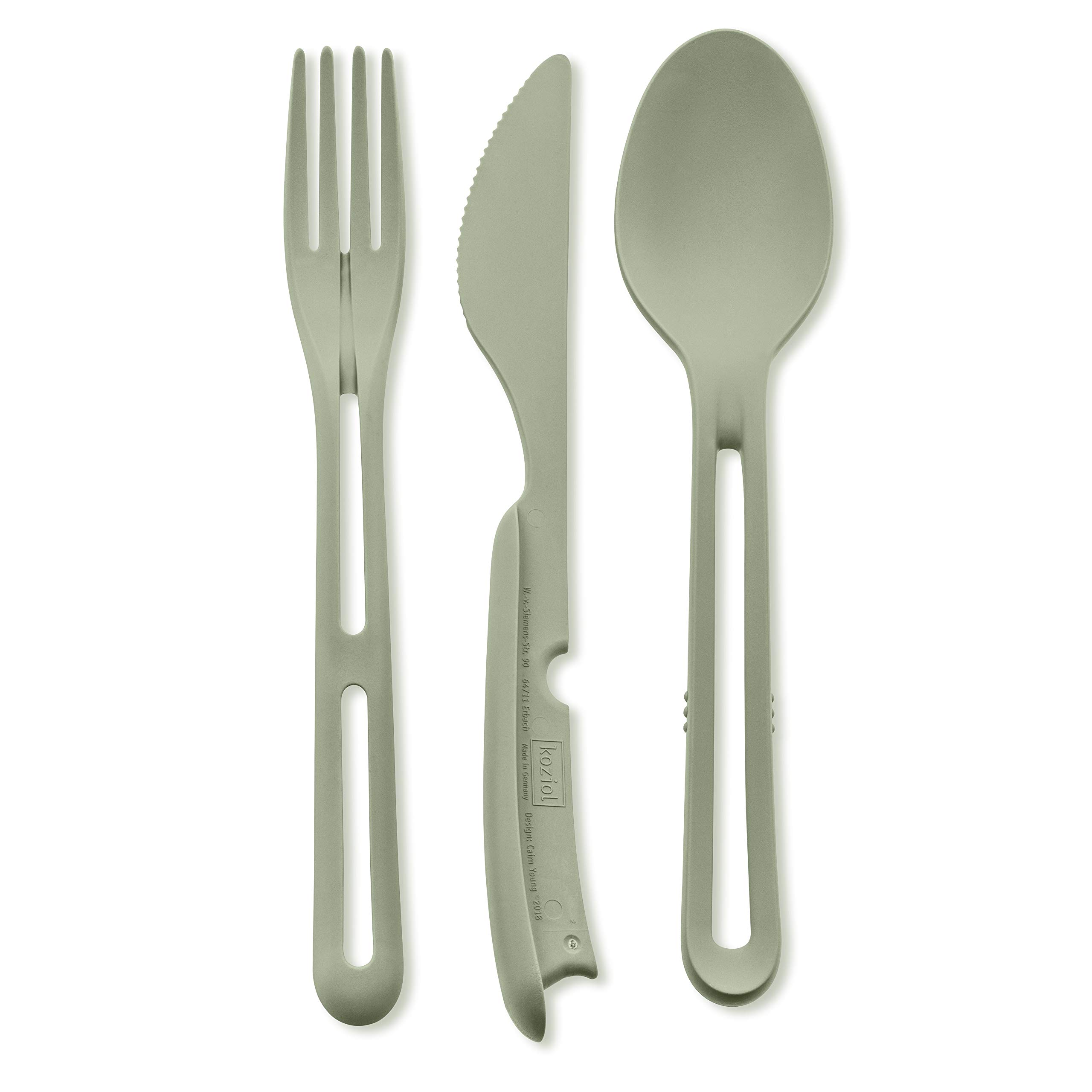 Koziol Besteck-Set to go Klikk Pocket 3-teilig, Blau (3 pièce(s), Set