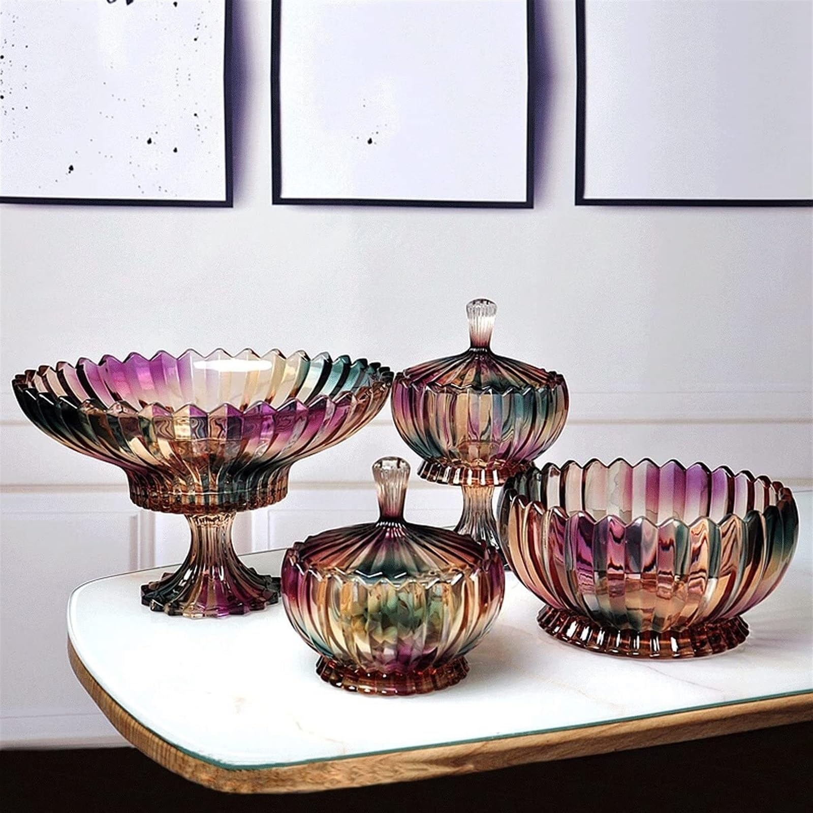 Corbeille à fruits ronde en verre moderne pour cuisine, bureau, fête, mariage