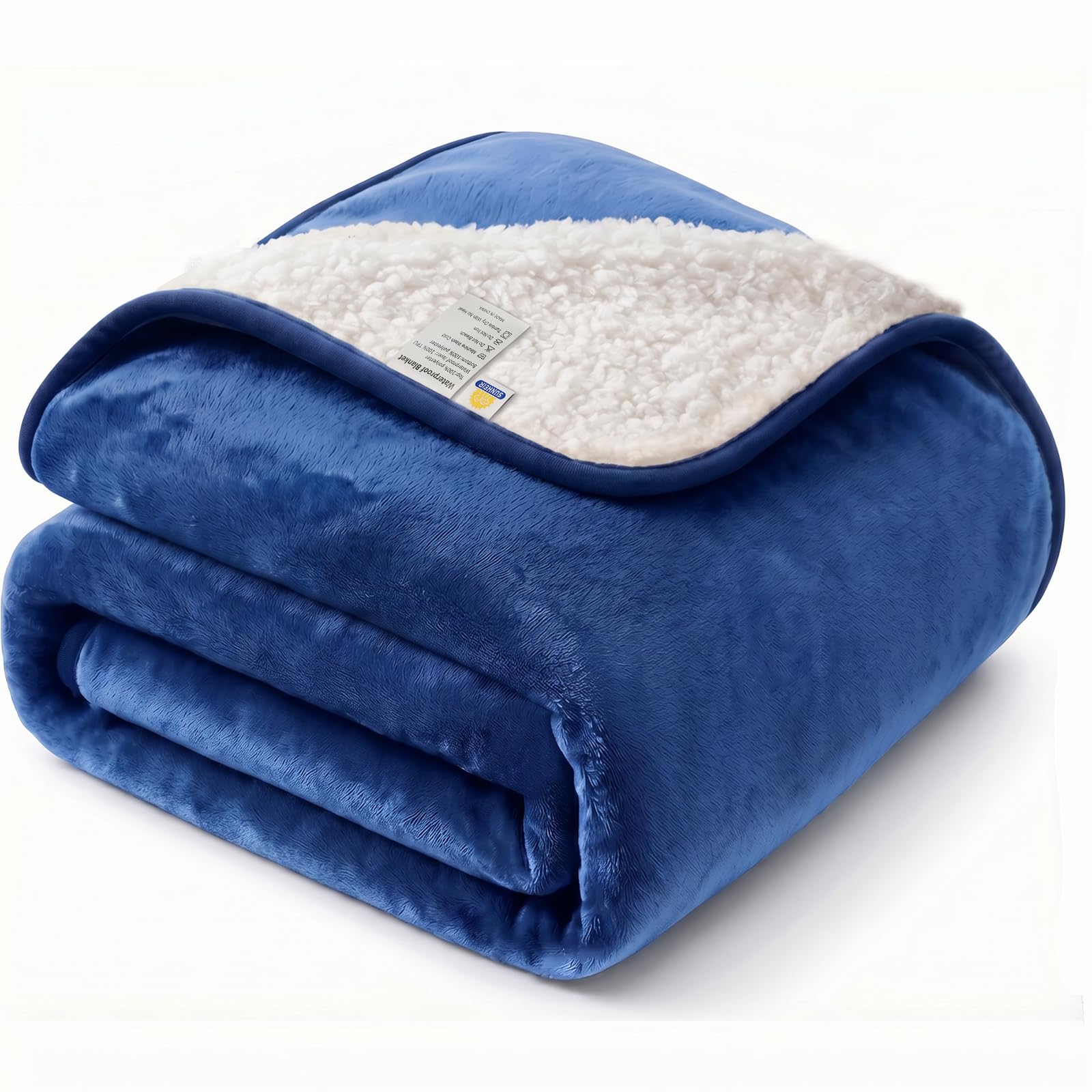 Sunheir Waterproof Dog Blankets for Small Dogs - Puppy Blanket Washable for Couch Protection, Soft Sherpa Fleece Cat Throw Blanket to Prevent Urine Leaks &amp; Protects Furniture, 25"X 35", Blue