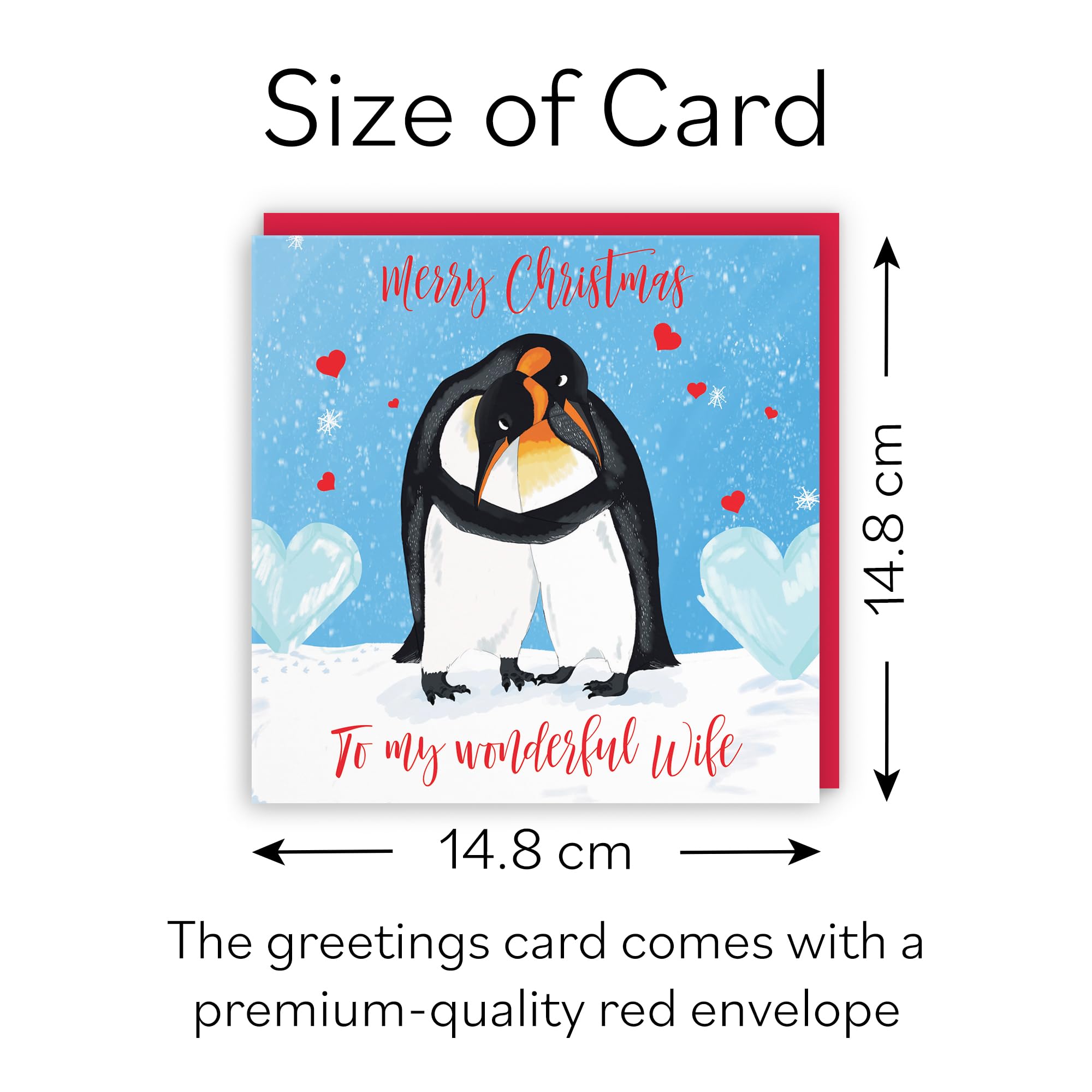 Hunts England, Romantic Wife Penguins Hugging Christmas Card, Merry Christmas, To My Wonderful Wife, Xmas Card - Image 4