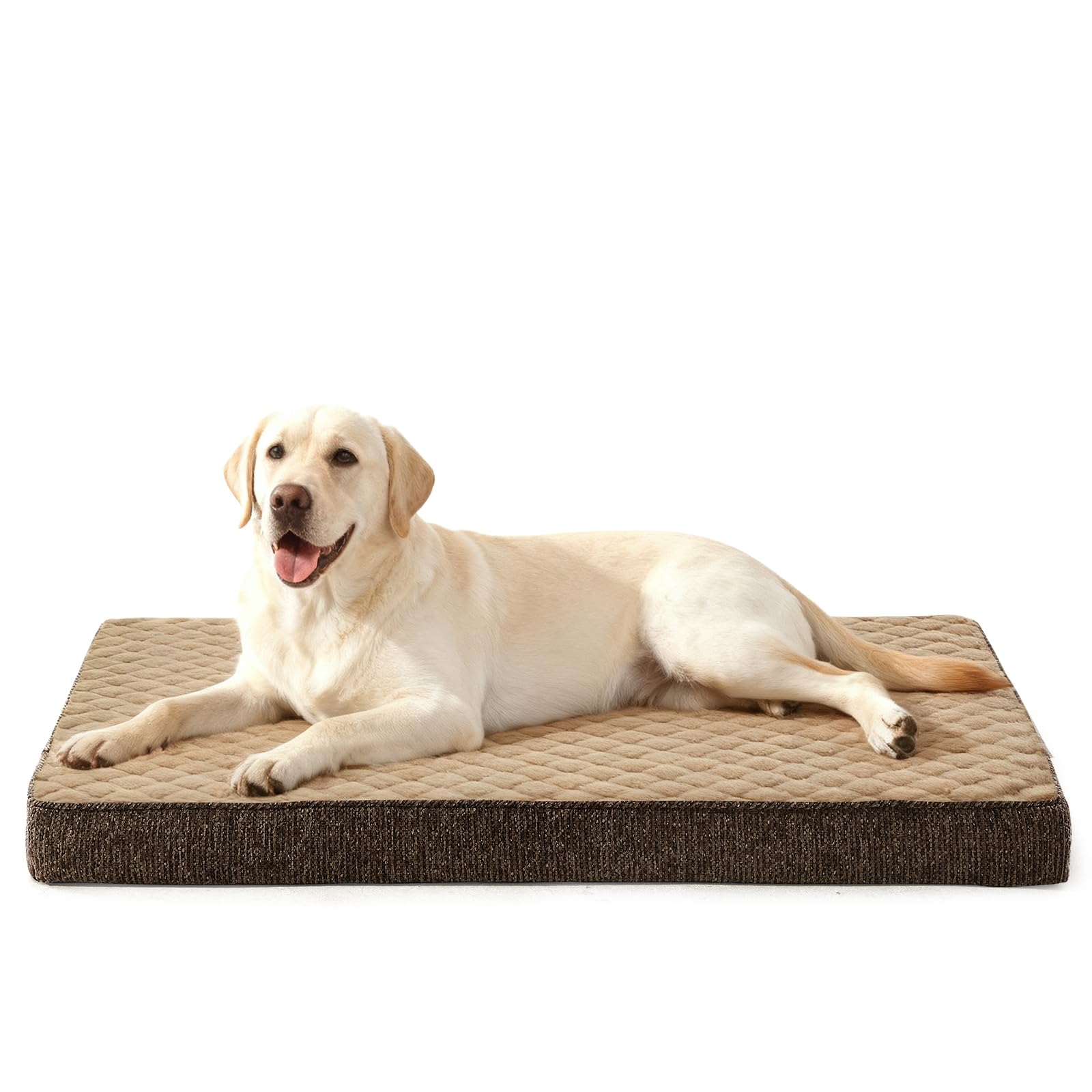 JOEJOY Cuccia Cane Interno Taglia Grande XL, Cuccia per Cani Ortopedico, Letto per Cani Impermeabile Sfoderabile e Lavabile, Cuscino Cane, Base Antiscivolo, Marrone, 104x69x9.5cm