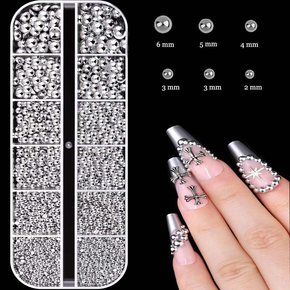 Silver Nail Charms and Gems,Pink Nail Art Charms 4 Boxes Nail Gems Nail Pearls 3D Butterfly Cherry Heart Star Bow Flower Dollar Cross Nail Rhinestones,3D Nail Art Charms for Nails Design