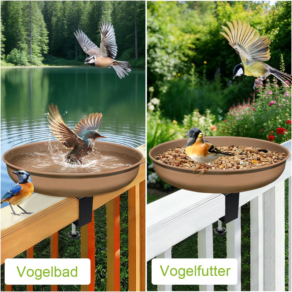 Oneshlee Abreuvoir Oiseaux Exterieur, Mangeoire Oiseaux Exterieur, Bains pour Oiseaux Sauvages, Bain Oiseaux Exterieur Balcon, Baignoire Oiseaux Exterieur, Mangeoires pour Oiseaux Sauvages