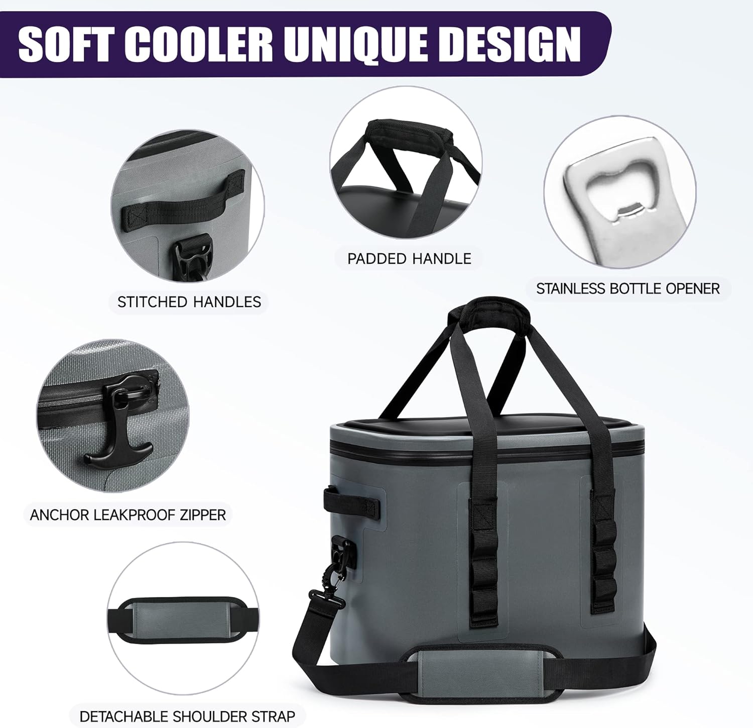 BeEagle Soft Cooler 30 Cans Cooler Bag Insulated 100% Leak Proof Waterproof Beach Cooler Portable Lightweight Camping Cooler Soft Ice Chest : Sports & Outdoors