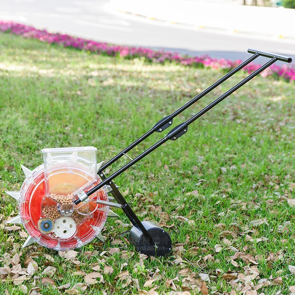 Garden Seeder, Precision Garden Seed Planter Spreader, Corn Soybean Fertilizer Machine with Seed Storage Box, Manual Seeder for Lawn & Garden,8 Holes