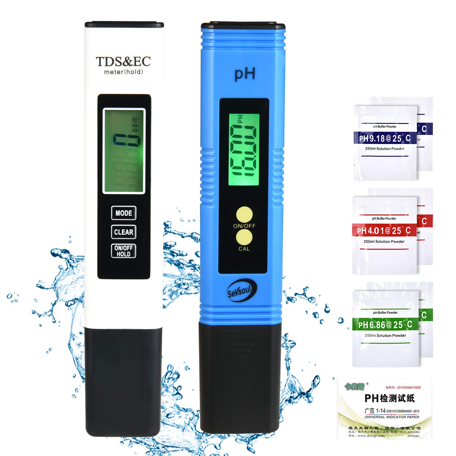 Digital PH Meter, 3in1 TDS+EC+Temp Meter, Water Quality Test Meters