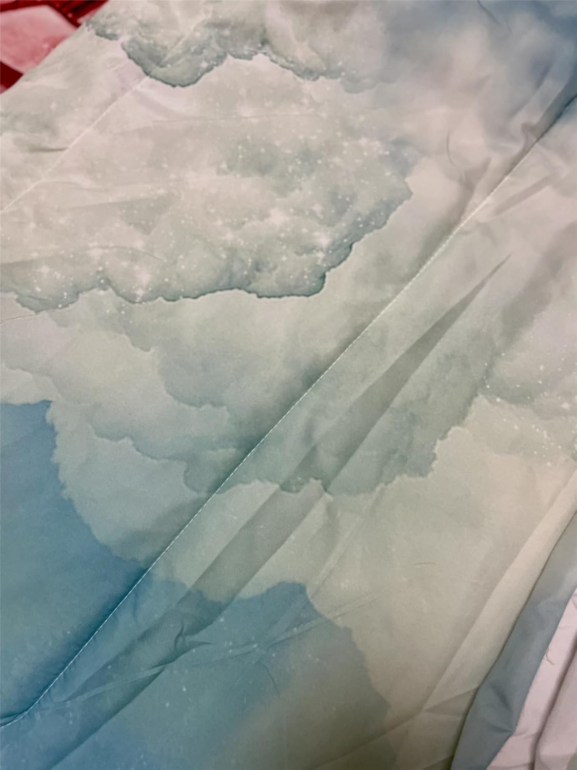 3D Romantic Dreamy Penguins Castle Pattern Comforter Set for Couples Home Textile Full Size, 3 Pieces Sage Aqua Green Women Fancy Bedding with 1 Bedspread 2 Pillowcases (JFC546, Full)