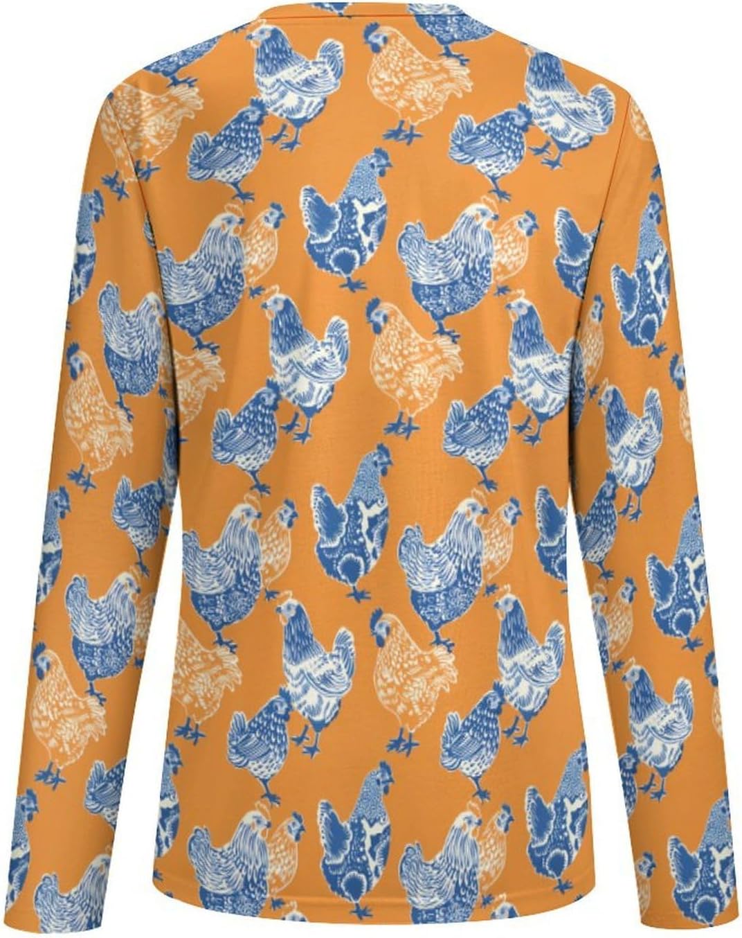 Tropical Chickens Women's Pajama Top Sleepwear Pajamas Sleep T-Shirt Long Sleeve Shirt Crewneck Tee
