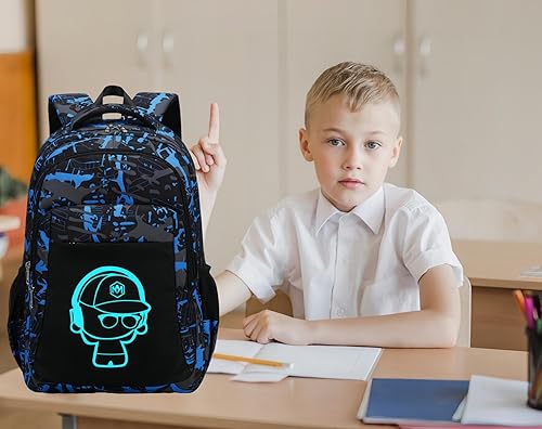 Miniatura 5 de LEDAOU Mochila escolar para adolescentes, niños y niñas, mochila escolar, mochila de viaje, casual, Graffiti Azul Negro, Mochilas Daypack
